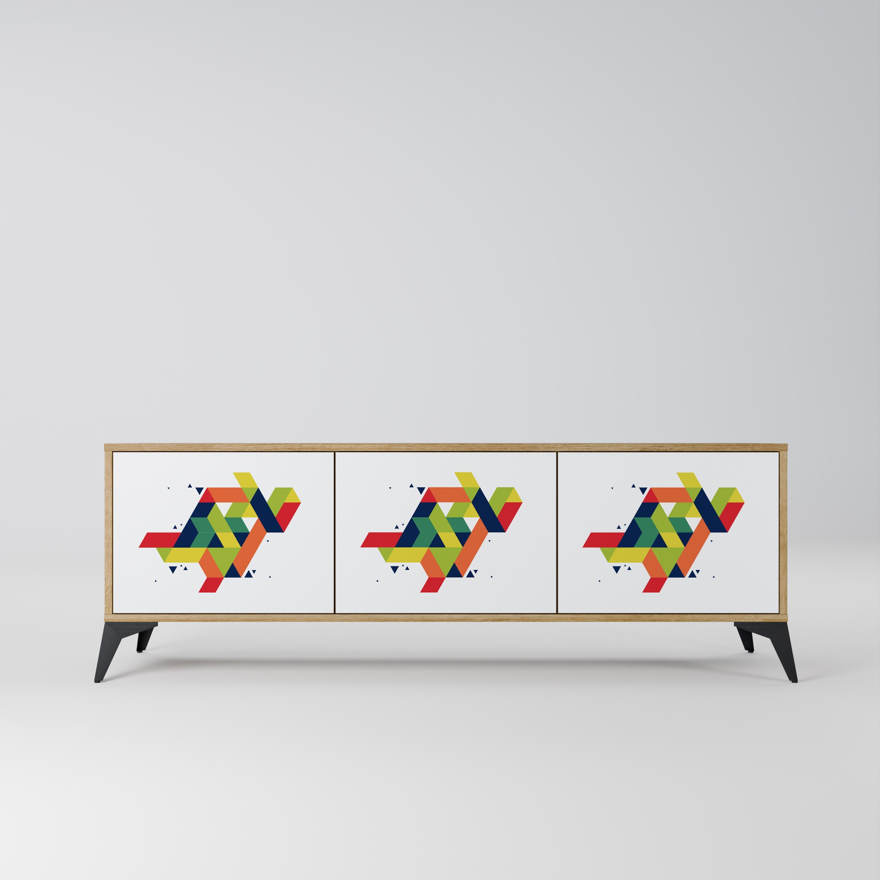 Meuble TV 3 portes FUTURE SIGN effet chêne