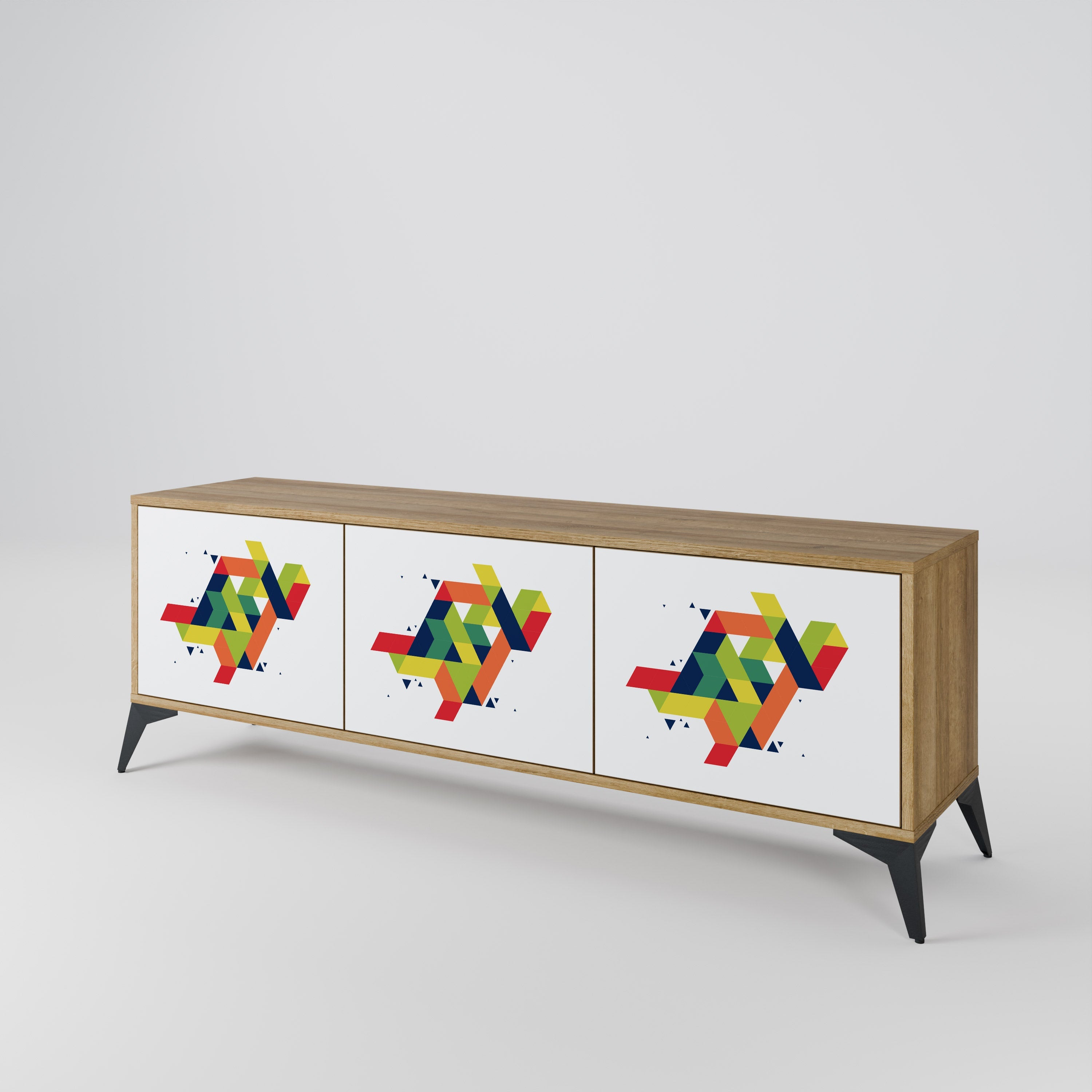 Meuble TV 3 portes FUTURE SIGN effet chêne