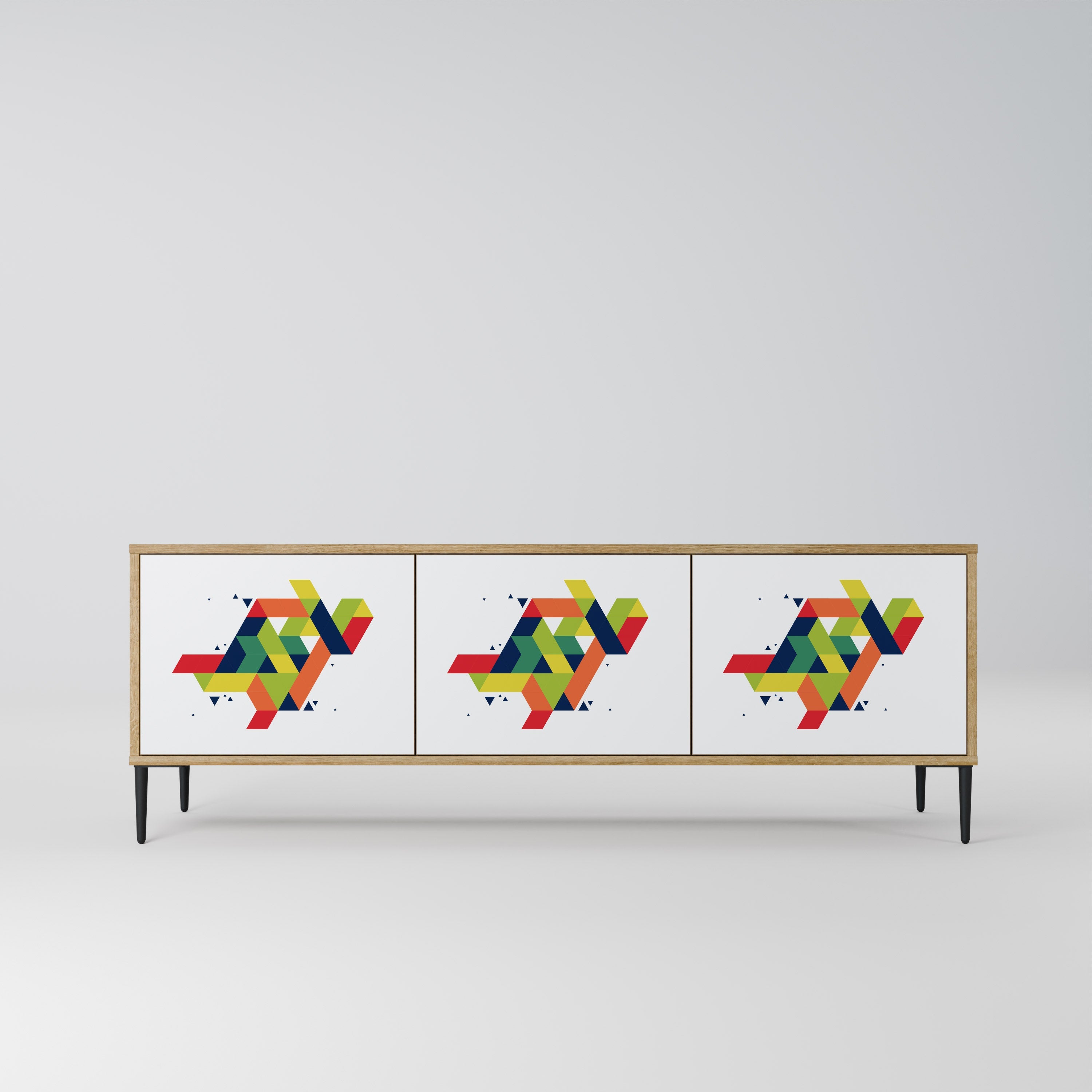 Meuble TV 3 portes FUTURE SIGN effet chêne