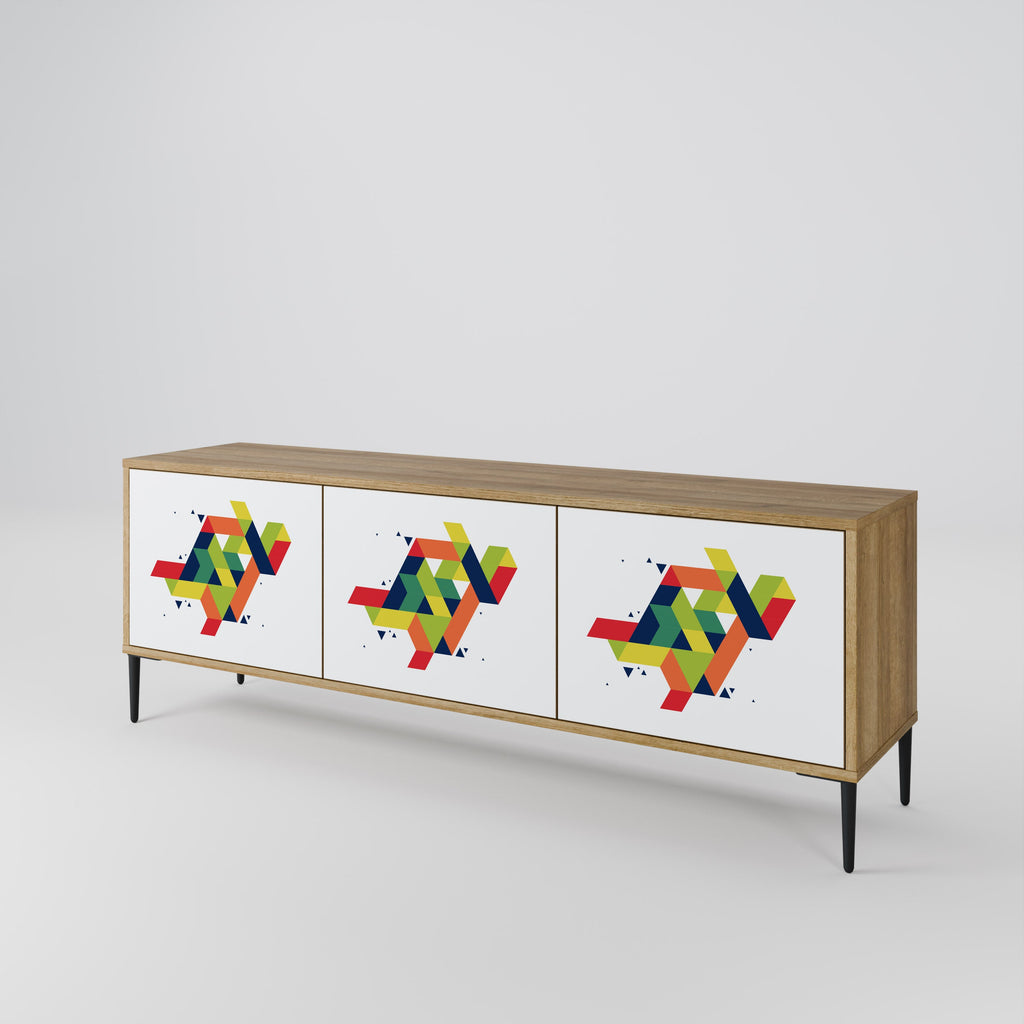 Meuble TV 3 portes FUTURE SIGN effet chêne