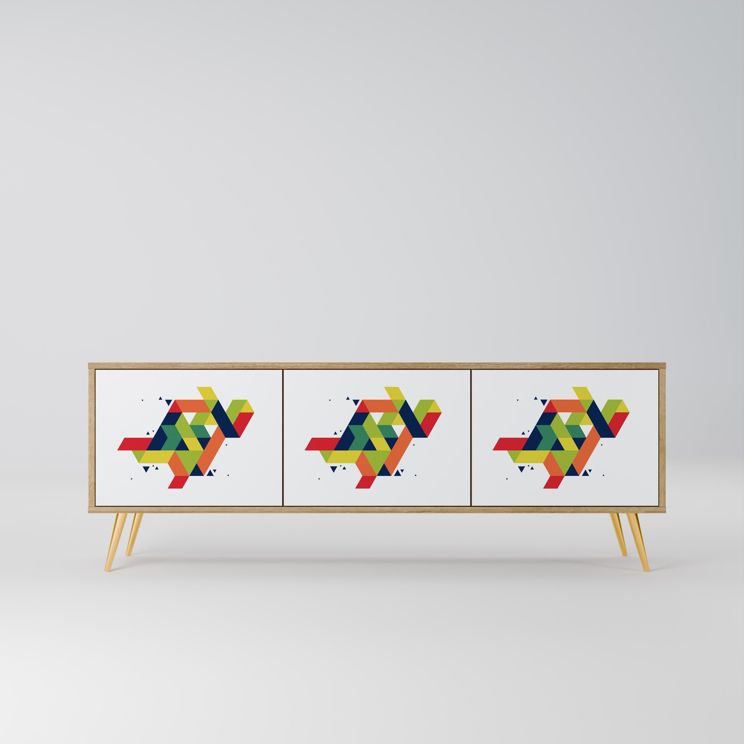 Meuble TV 3 portes FUTURE SIGN effet chêne