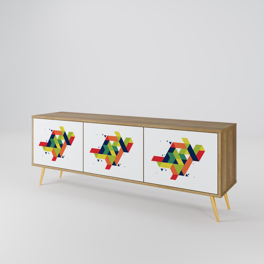 Meuble TV 3 portes FUTURE SIGN effet chêne