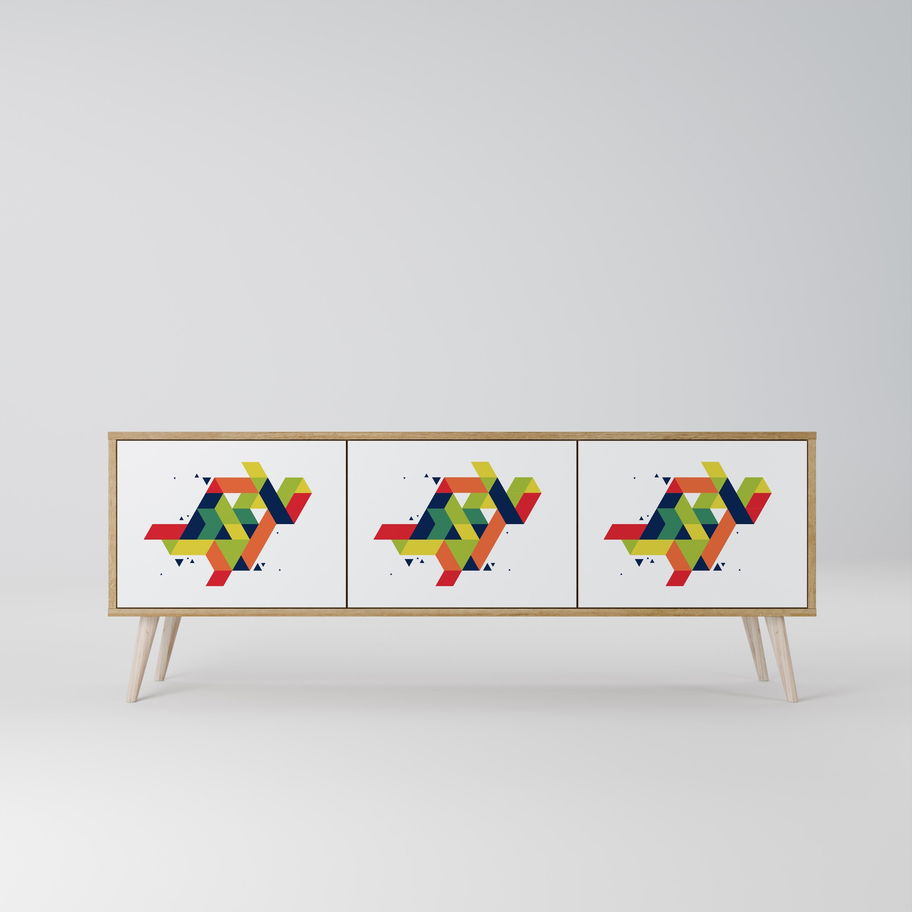 Meuble TV 3 portes FUTURE SIGN effet chêne