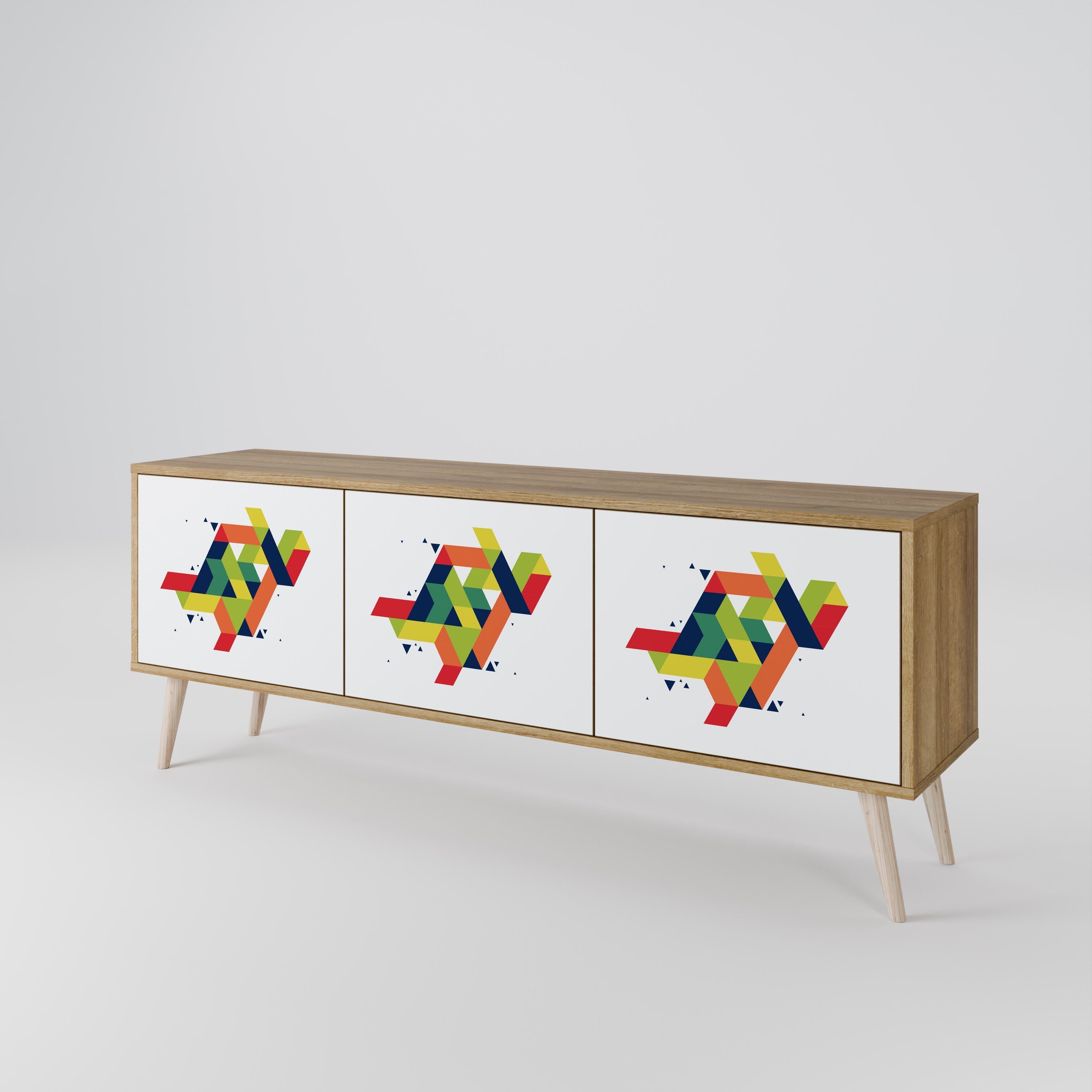 Meuble TV 3 portes FUTURE SIGN effet chêne