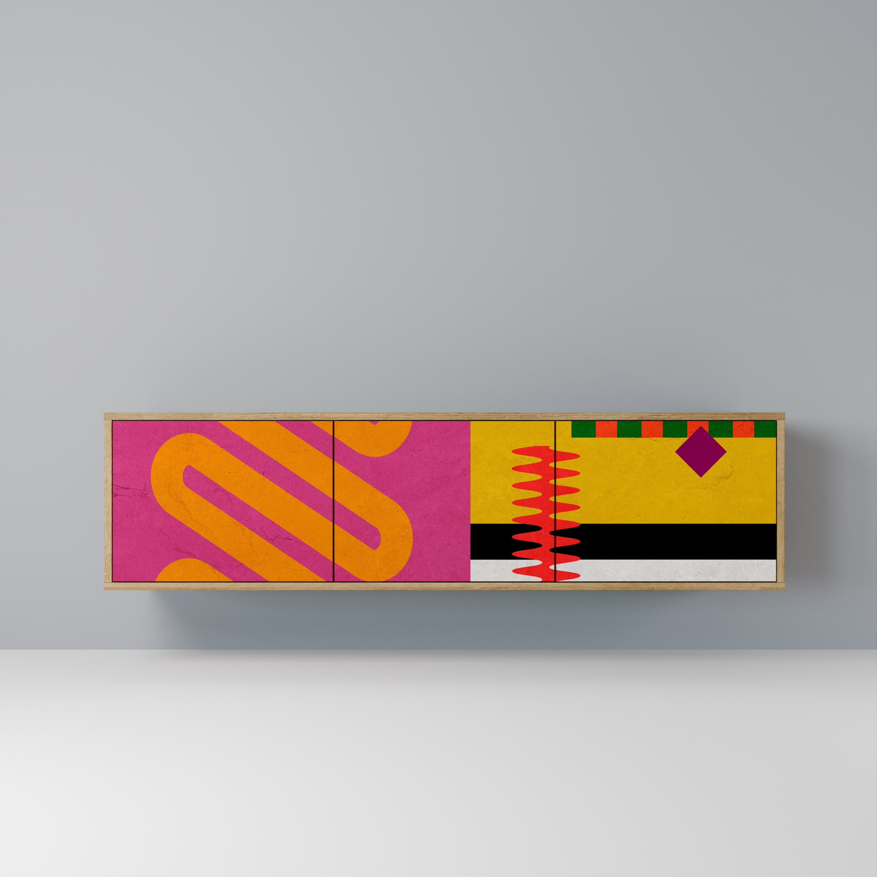 Meuble TV 3 portes VIVID ART effet chêne