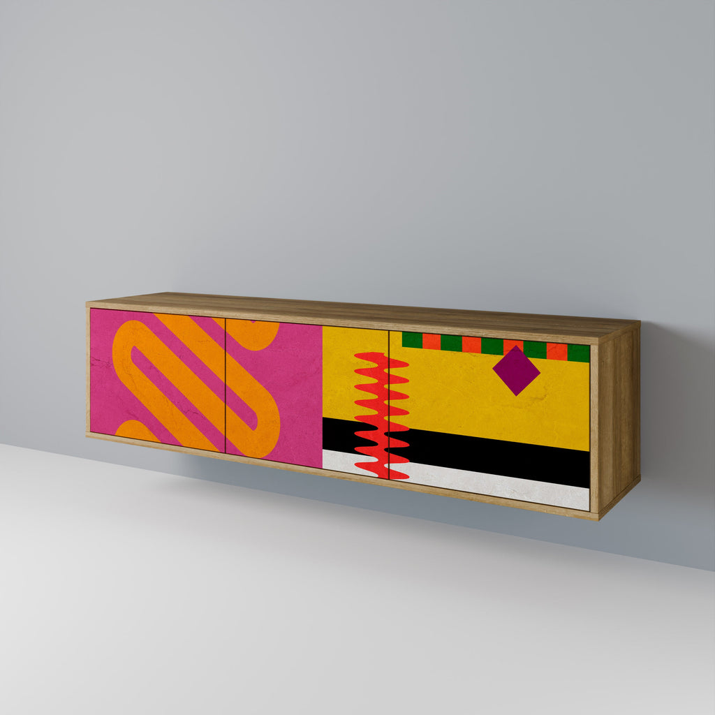 Meuble TV 3 portes VIVID ART effet chêne