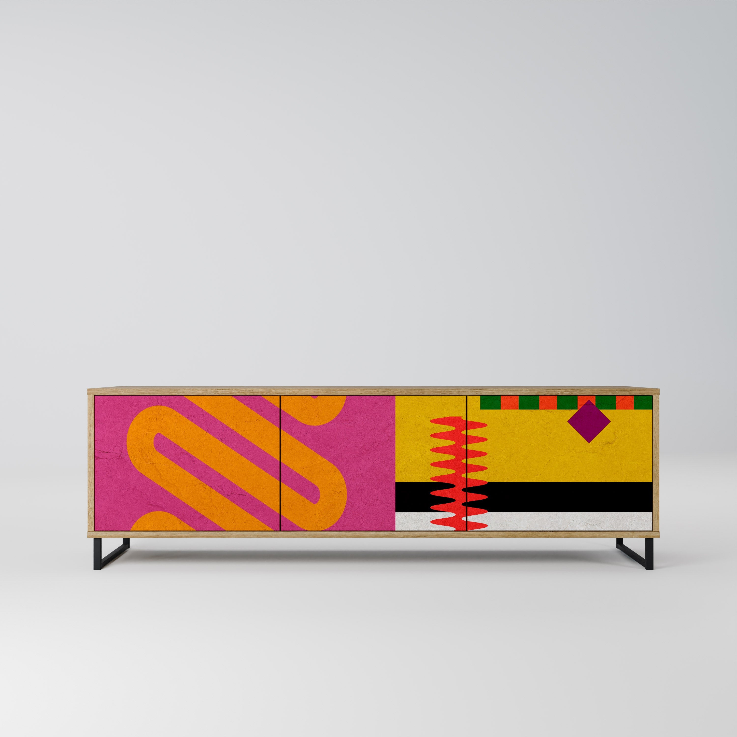 Meuble TV 3 portes VIVID ART effet chêne