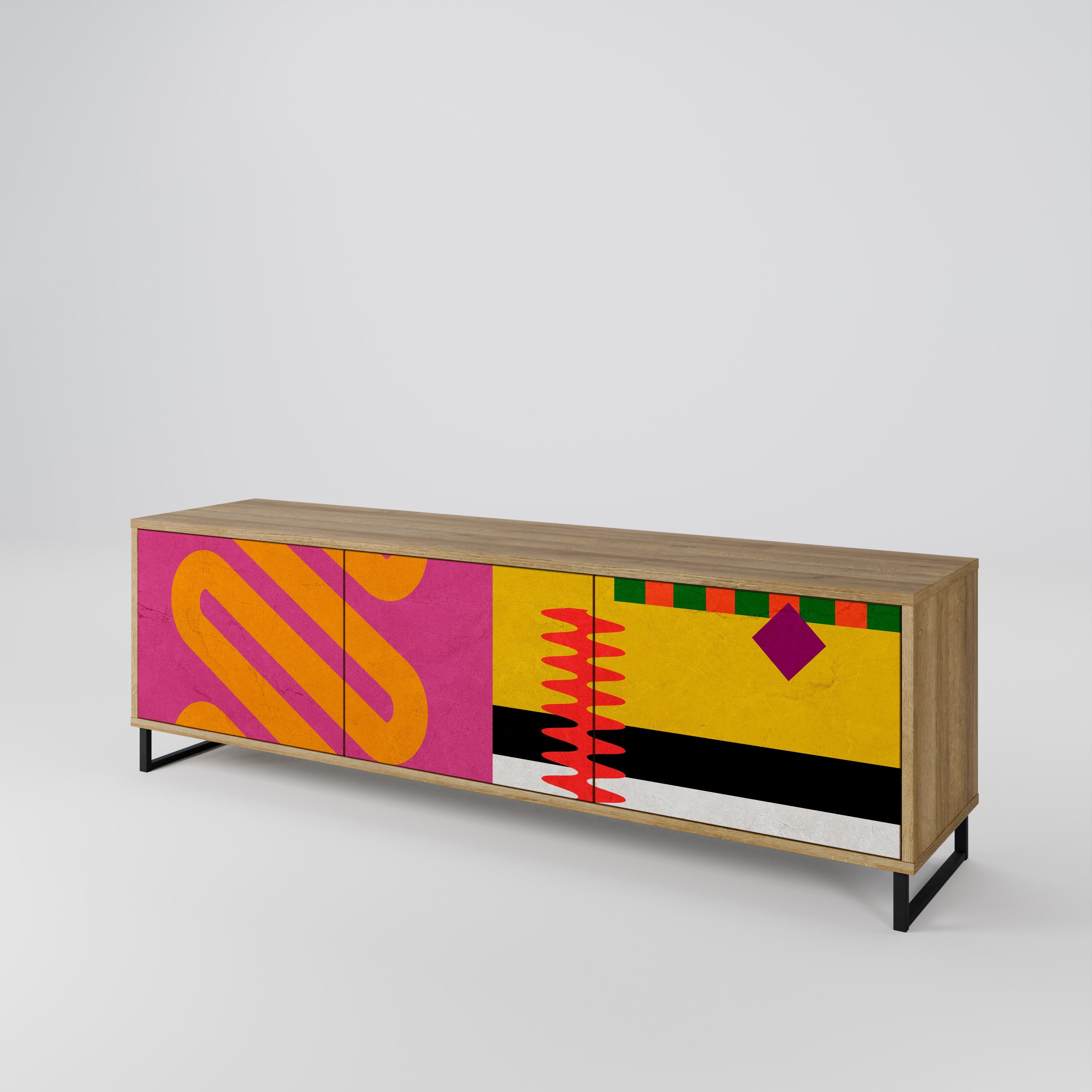 Meuble TV 3 portes VIVID ART effet chêne