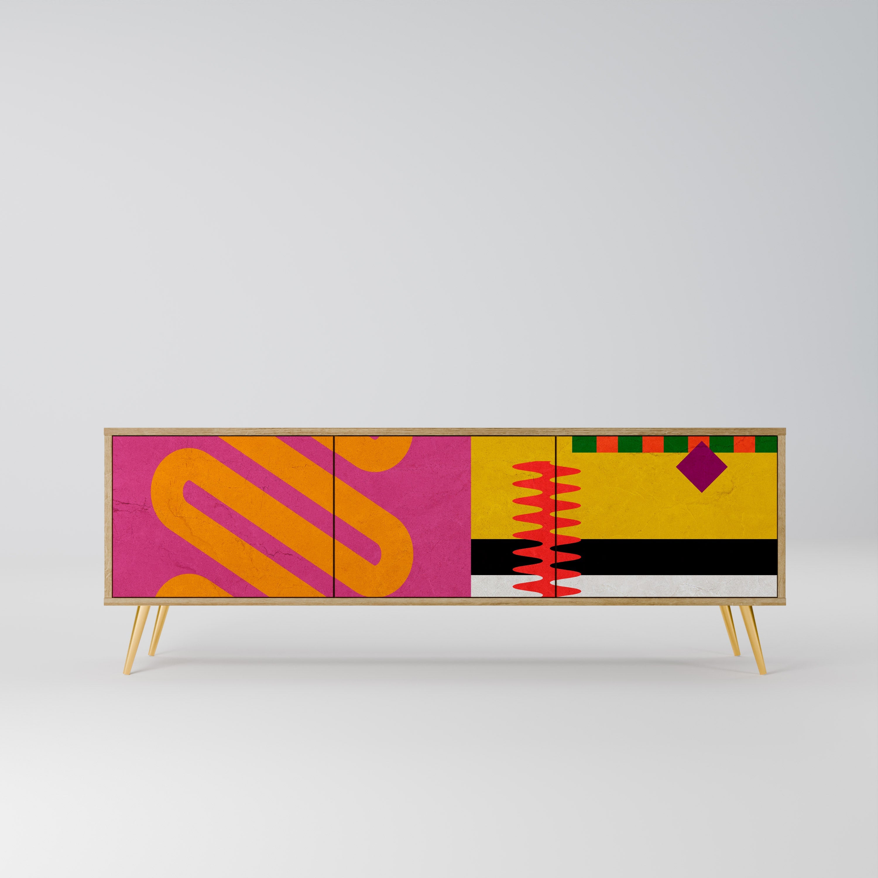 Meuble TV 3 portes VIVID ART effet chêne