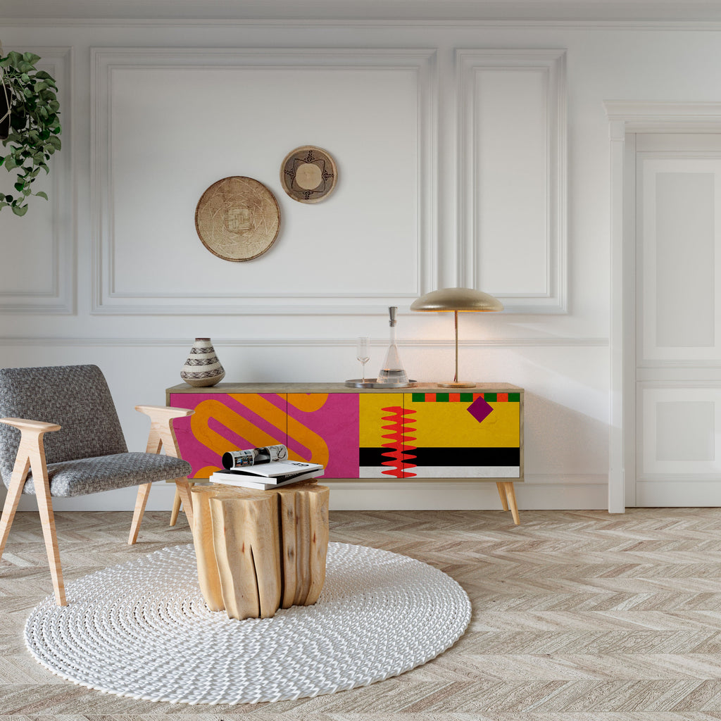 Meuble TV 3 portes VIVID ART effet chêne