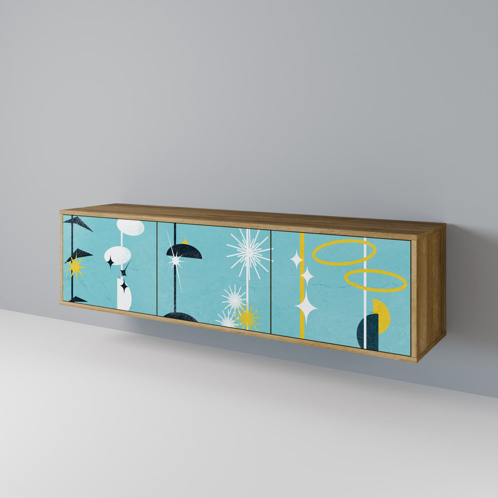 Meuble TV 3 portes effet chêne PATHS TO HAPPINESS