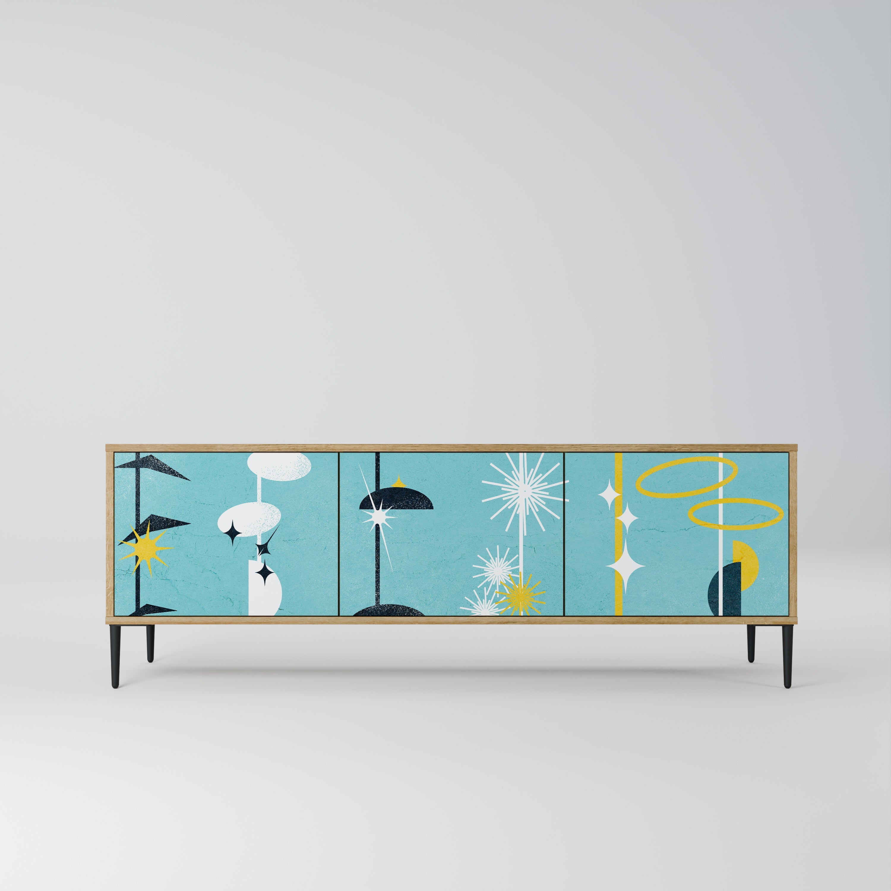 Meuble TV 3 portes effet chêne PATHS TO HAPPINESS