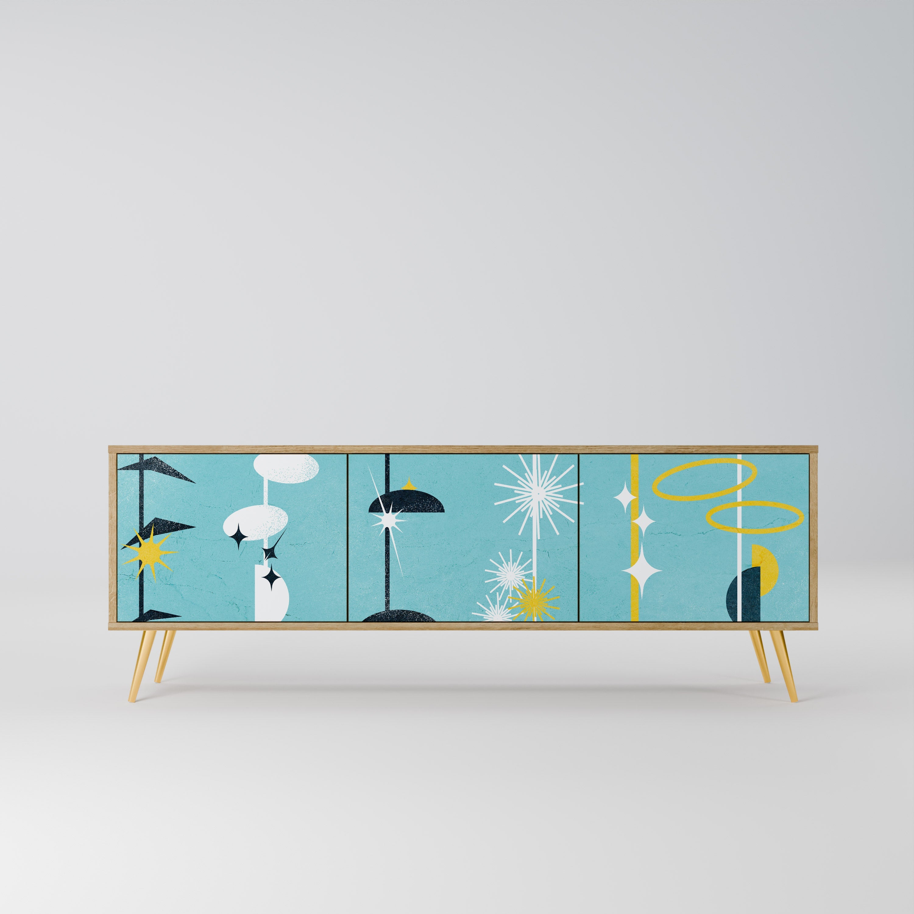 Meuble TV 3 portes effet chêne PATHS TO HAPPINESS