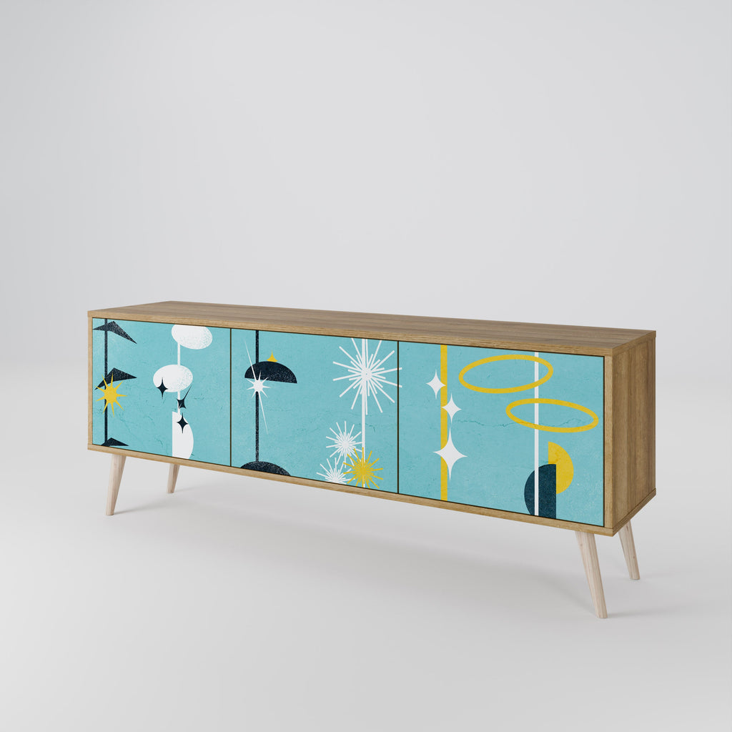 Meuble TV 3 portes effet chêne PATHS TO HAPPINESS