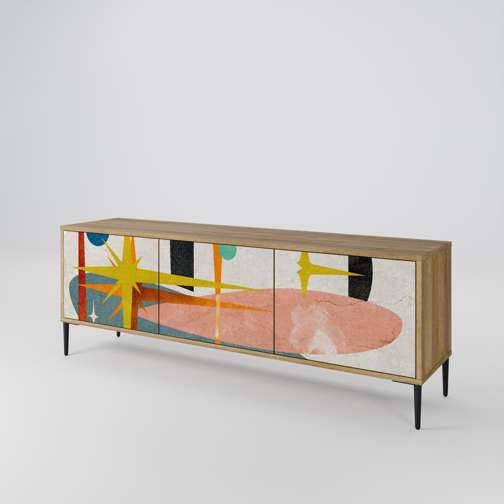 Meuble TV 3 portes INTERSTELLAR VIBES effet chêne