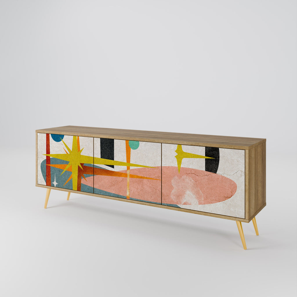 Meuble TV 3 portes INTERSTELLAR VIBES effet chêne