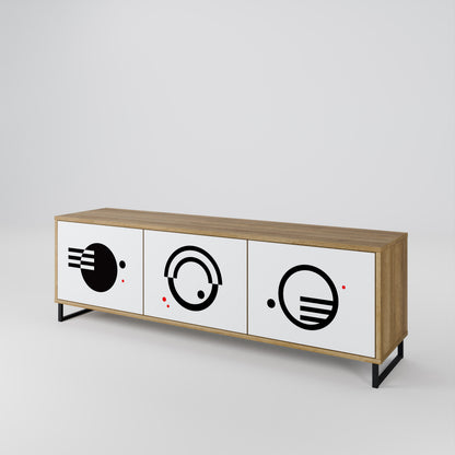 BLACK AND WHITE COMBINATION 3-Door TV Cabinet