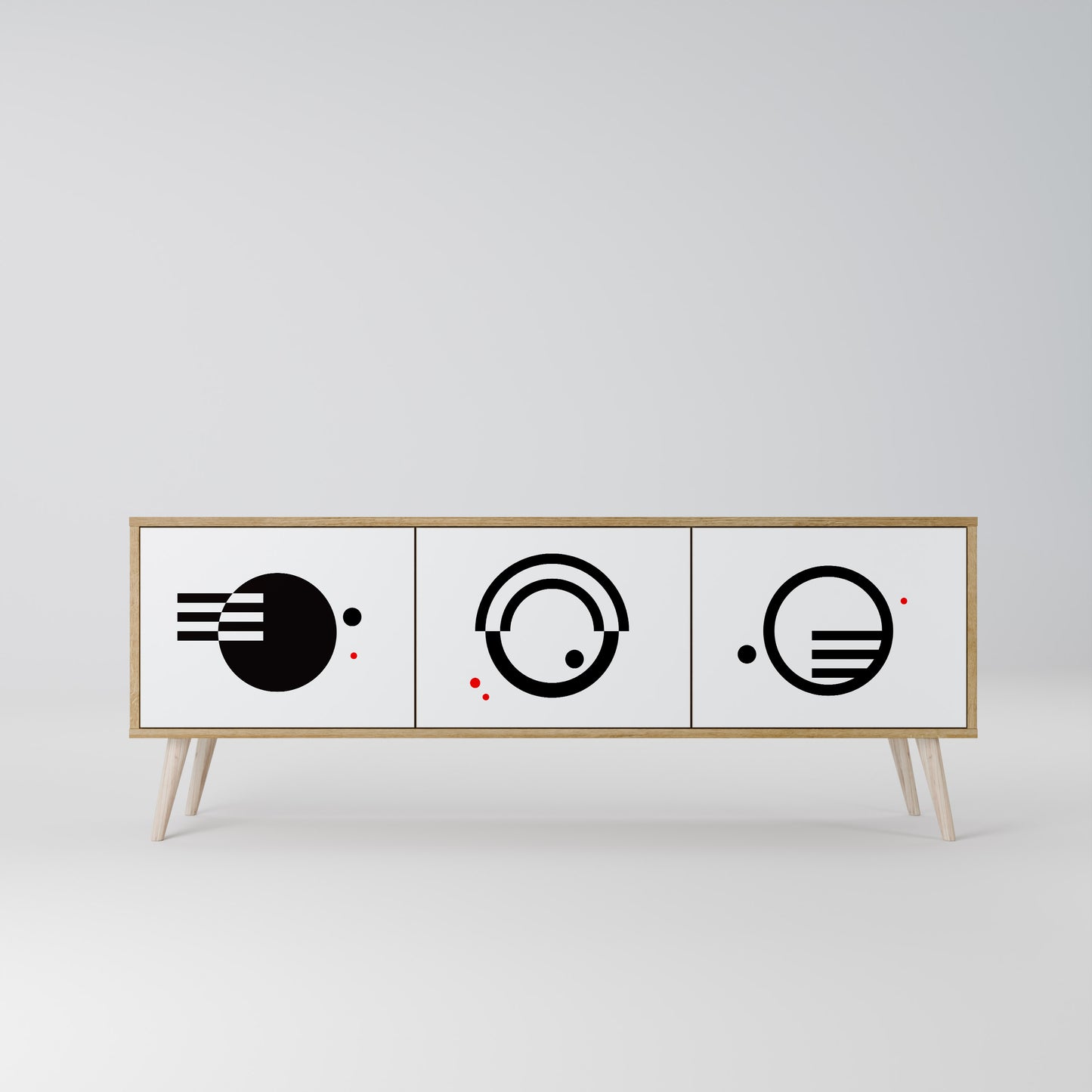 BLACK AND WHITE COMBINATION 3-Door TV Cabinet