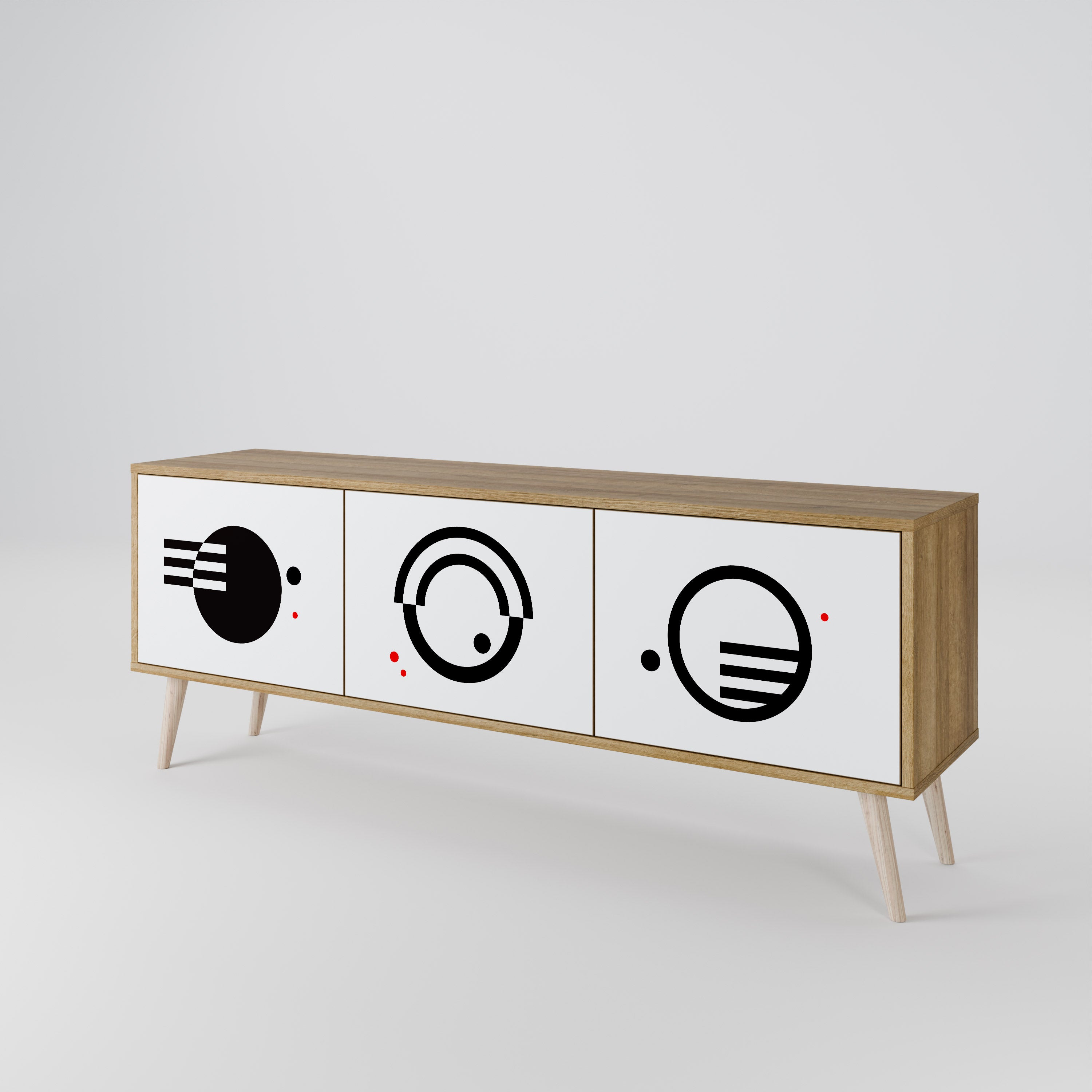 BLACK AND WHITE COMBINATION 3-Door TV Cabinet