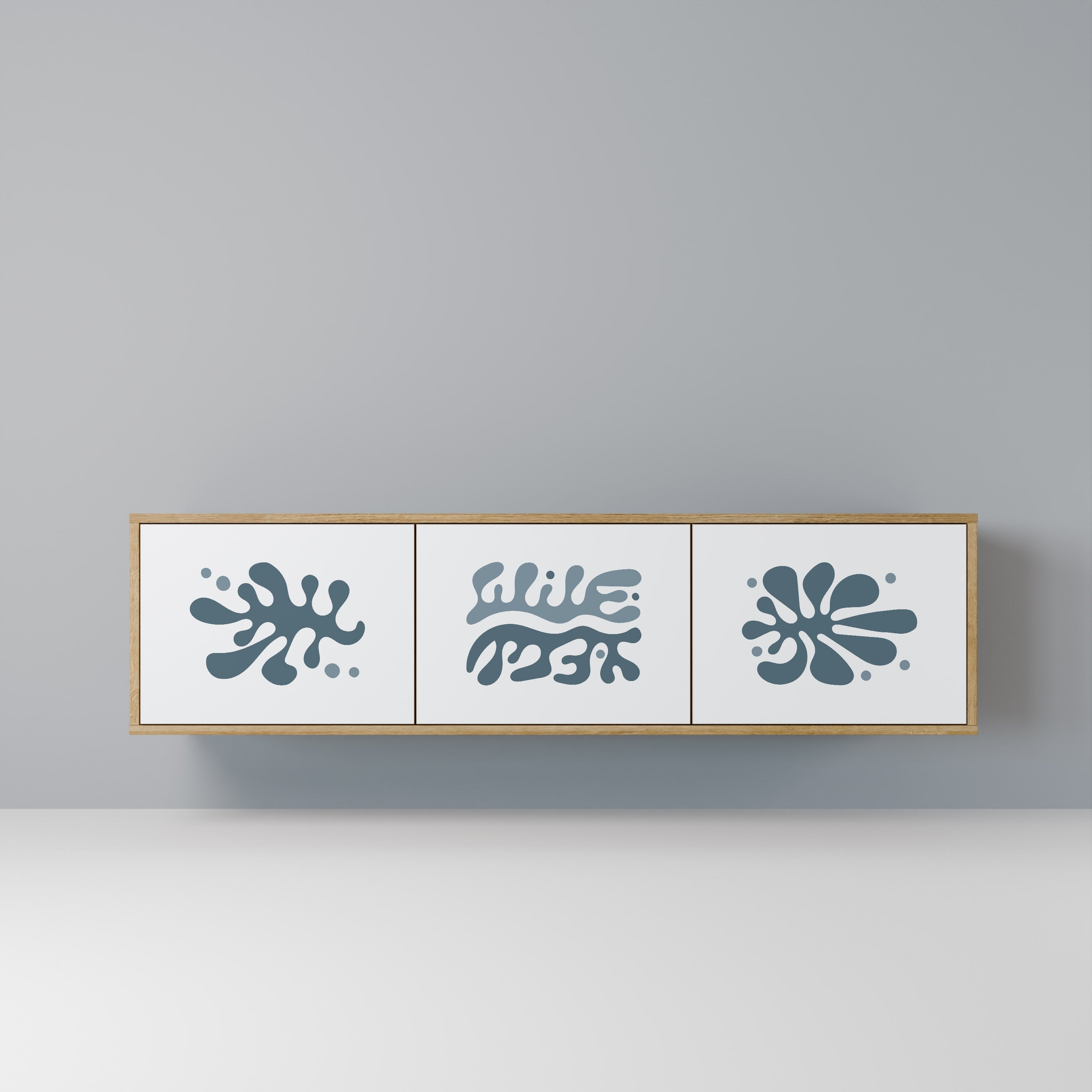 Meuble TV 3 portes WONDERLAND VEGETATION effet chêne