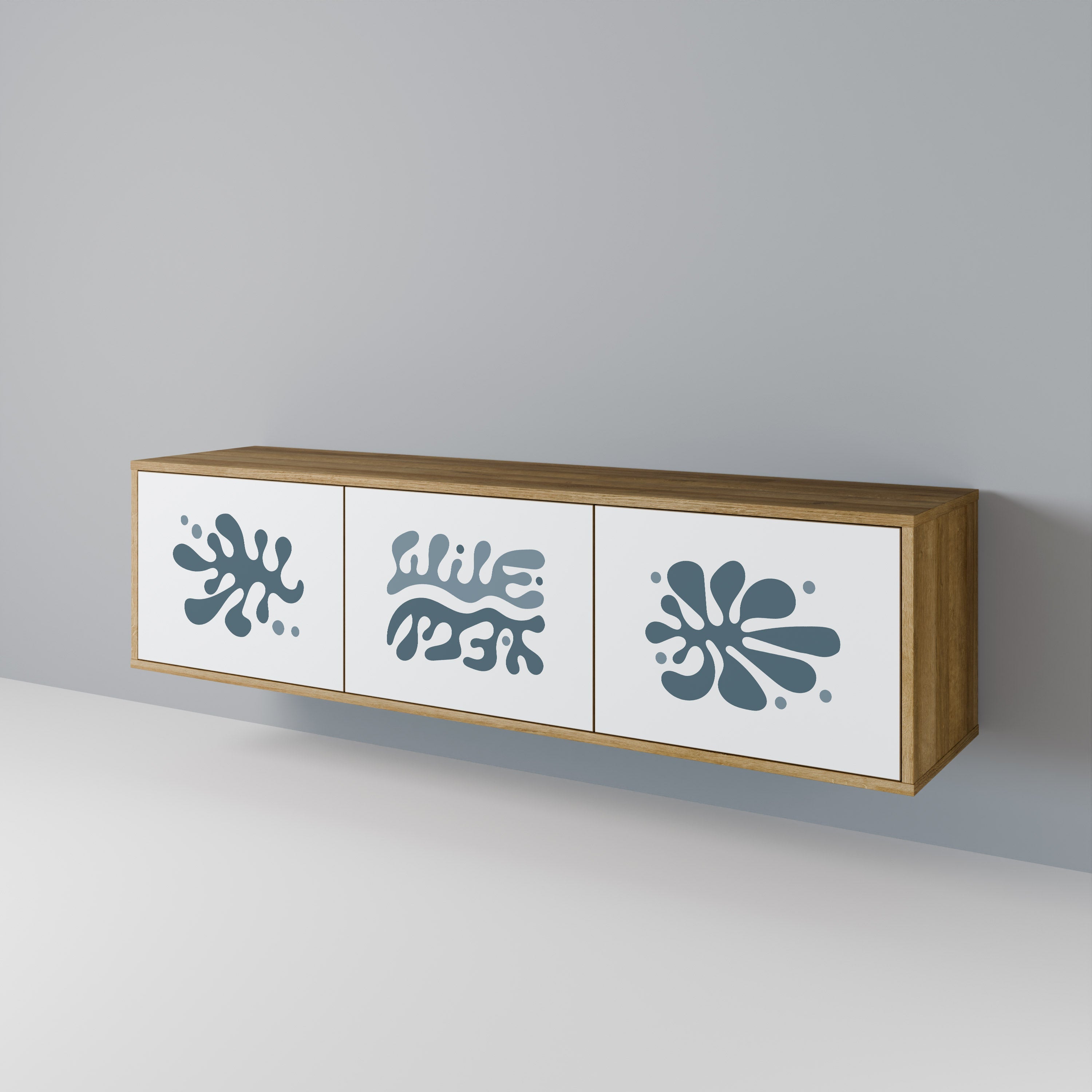 Meuble TV 3 portes WONDERLAND VEGETATION effet chêne