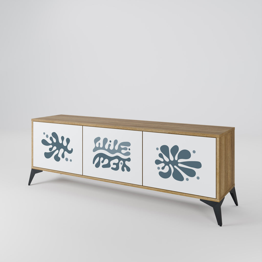 Meuble TV 3 portes WONDERLAND VEGETATION effet chêne