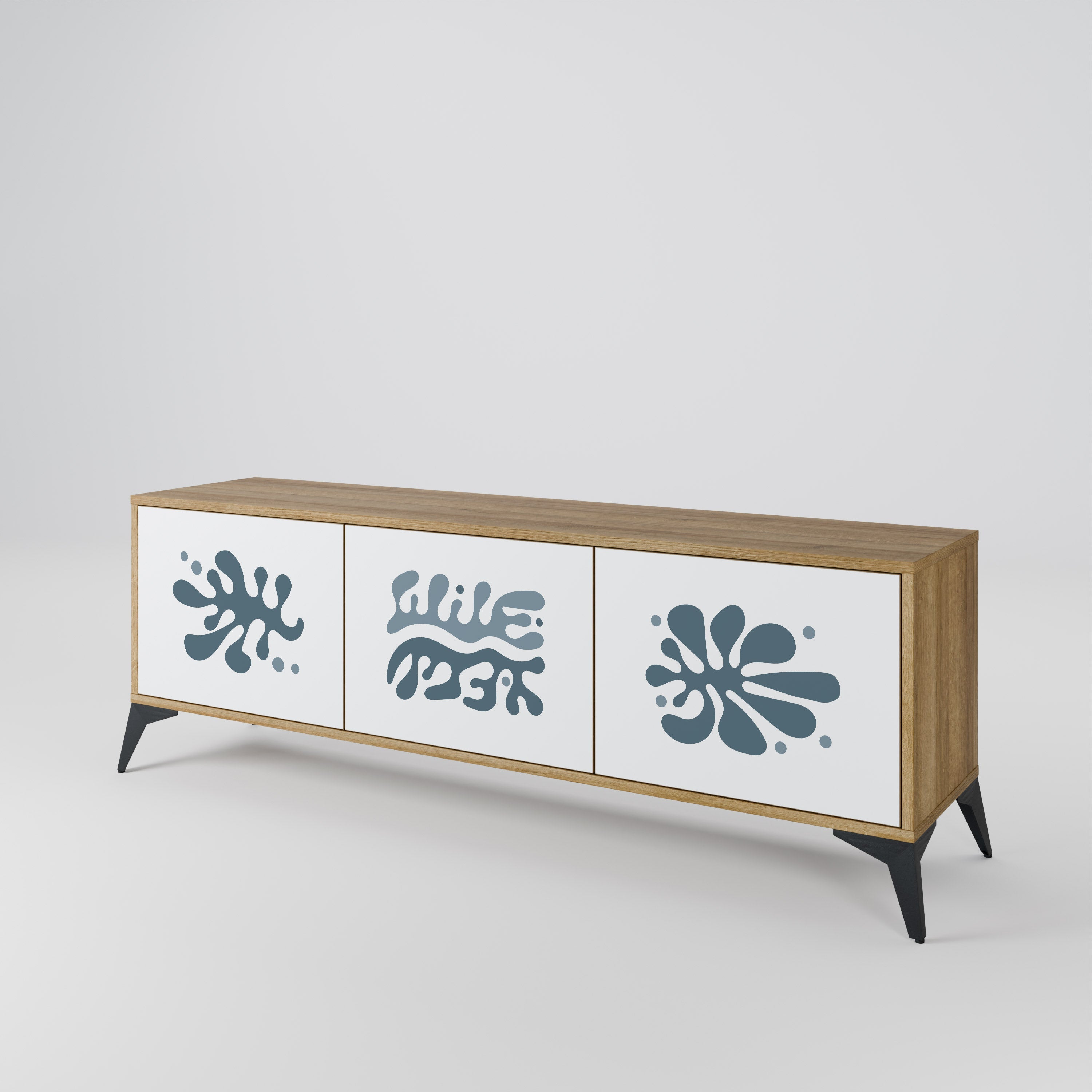 Meuble TV 3 portes WONDERLAND VEGETATION effet chêne