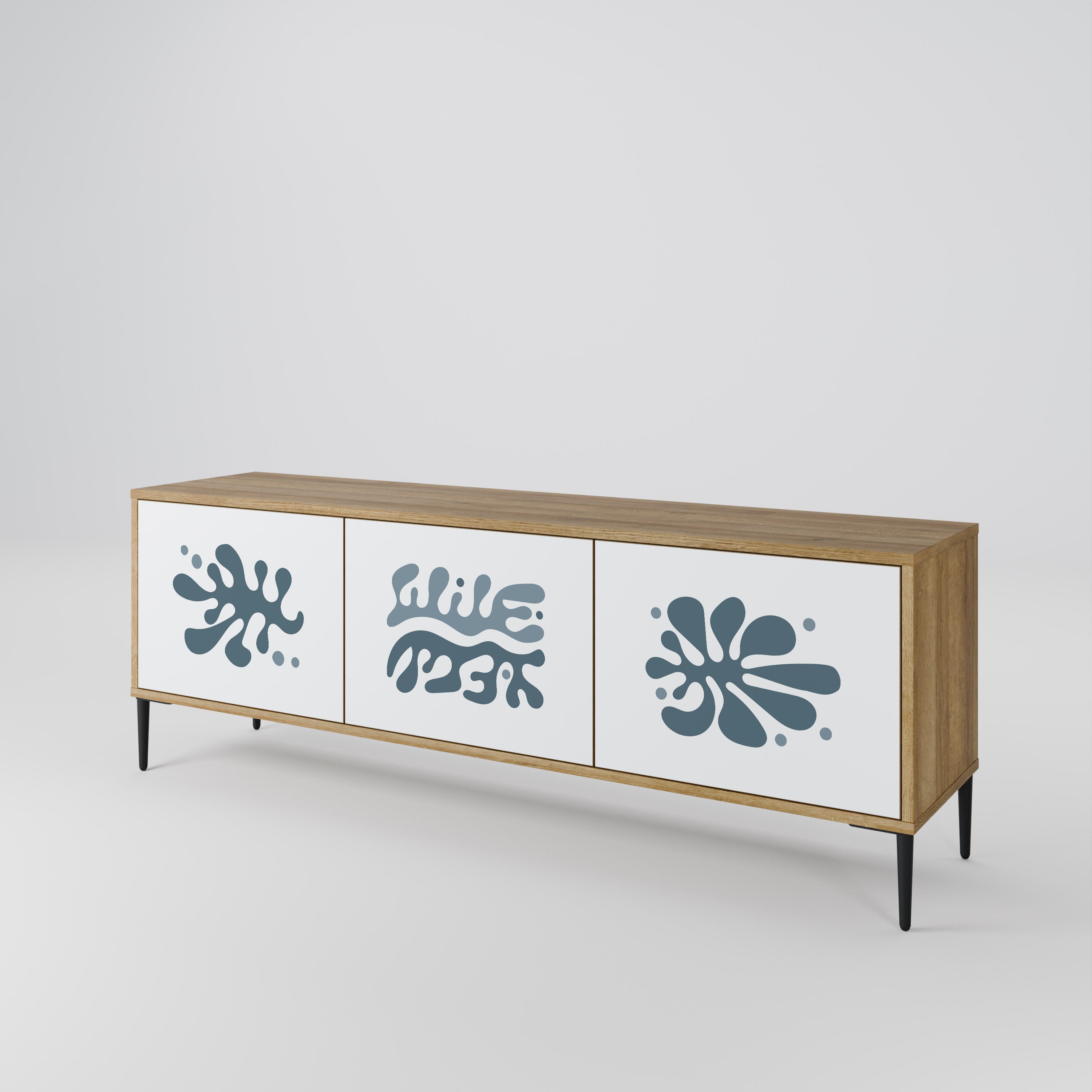 Meuble TV 3 portes WONDERLAND VEGETATION effet chêne