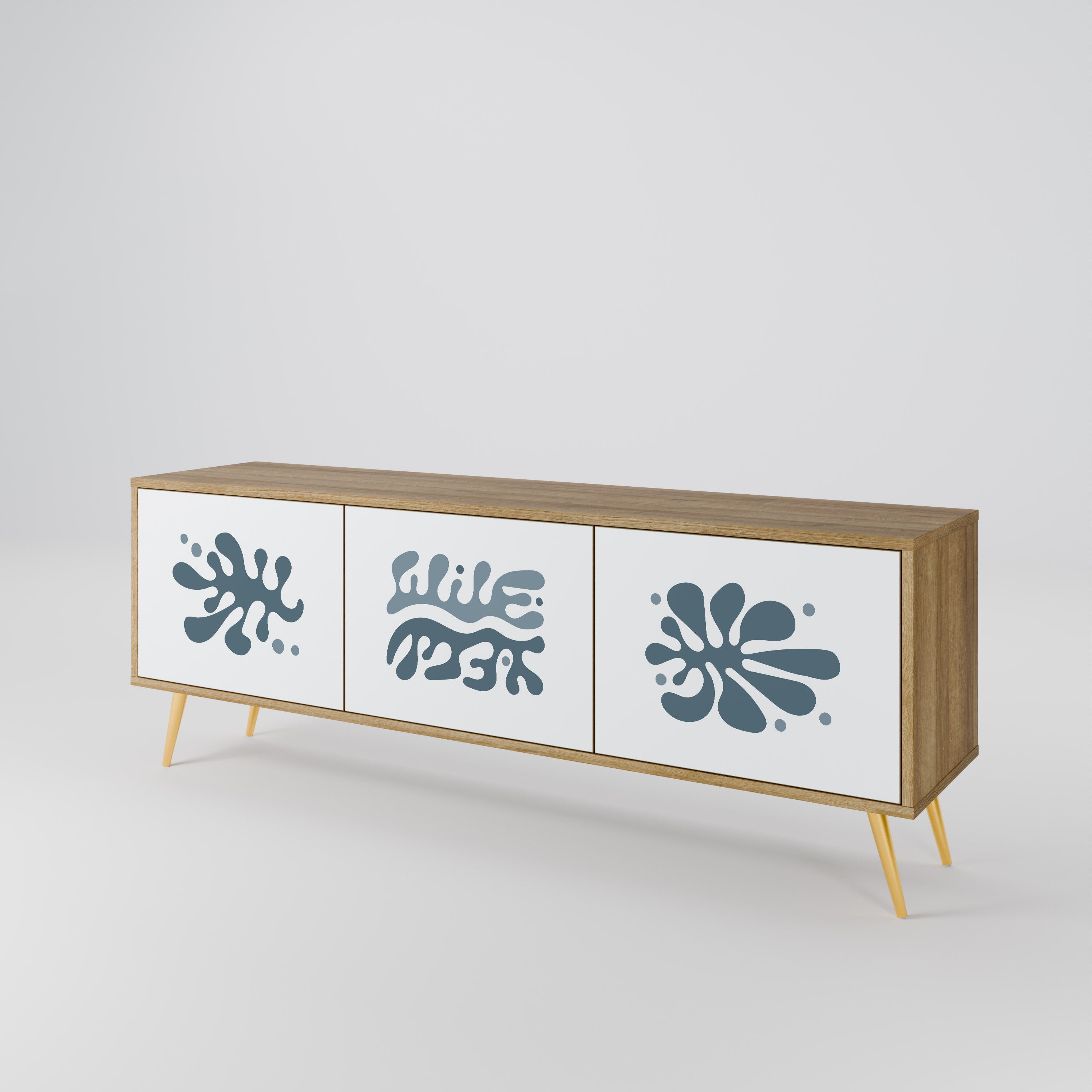 Meuble TV 3 portes WONDERLAND VEGETATION effet chêne