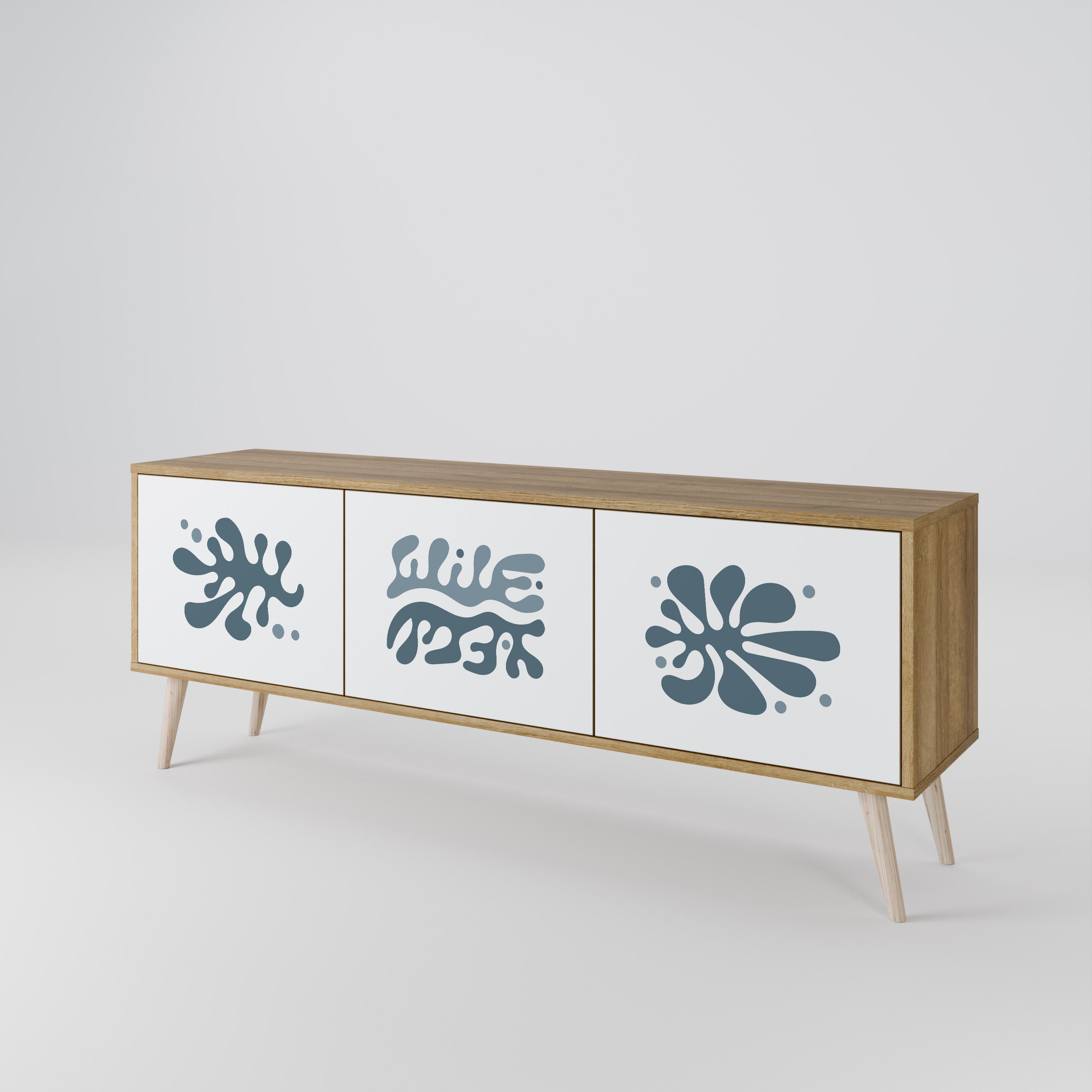 Meuble TV 3 portes WONDERLAND VEGETATION effet chêne