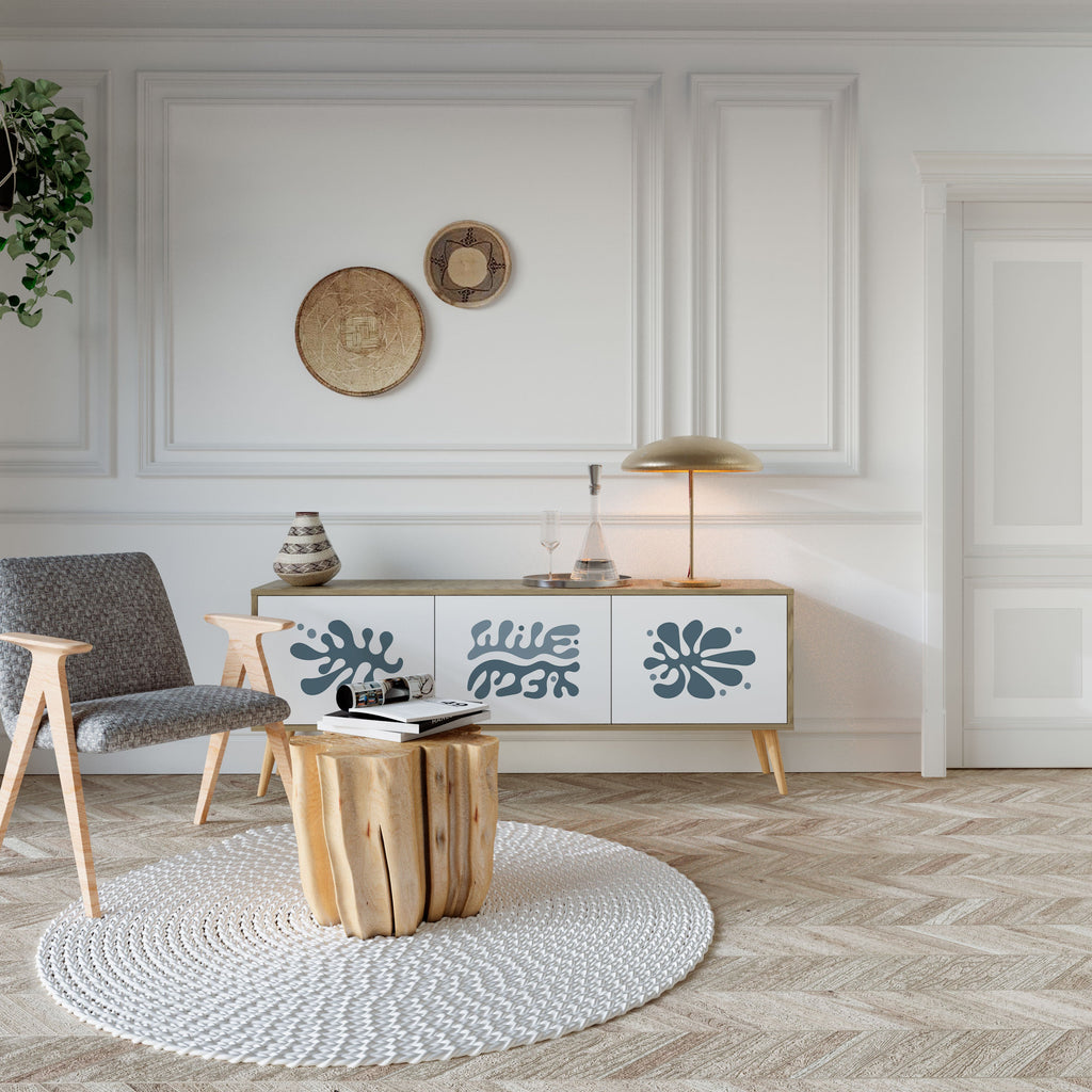 Meuble TV 3 portes WONDERLAND VEGETATION effet chêne