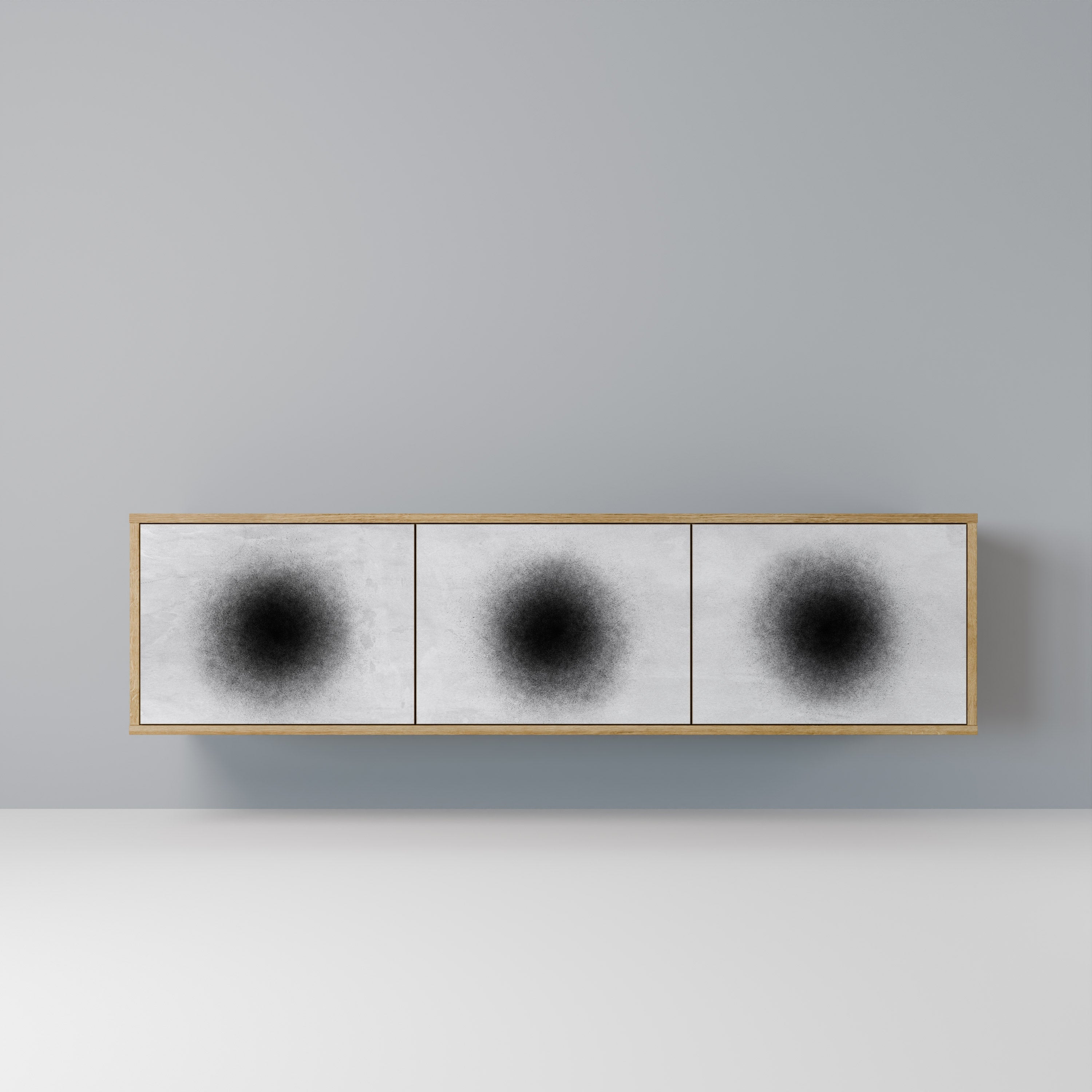 Meuble TV 3 portes BLACK HOLE effet chêne