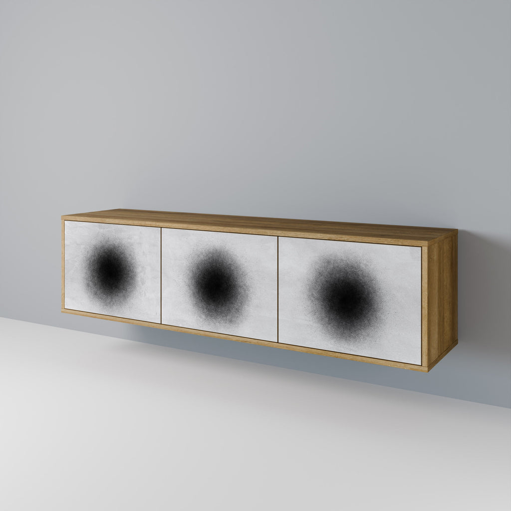 Meuble TV 3 portes BLACK HOLE effet chêne