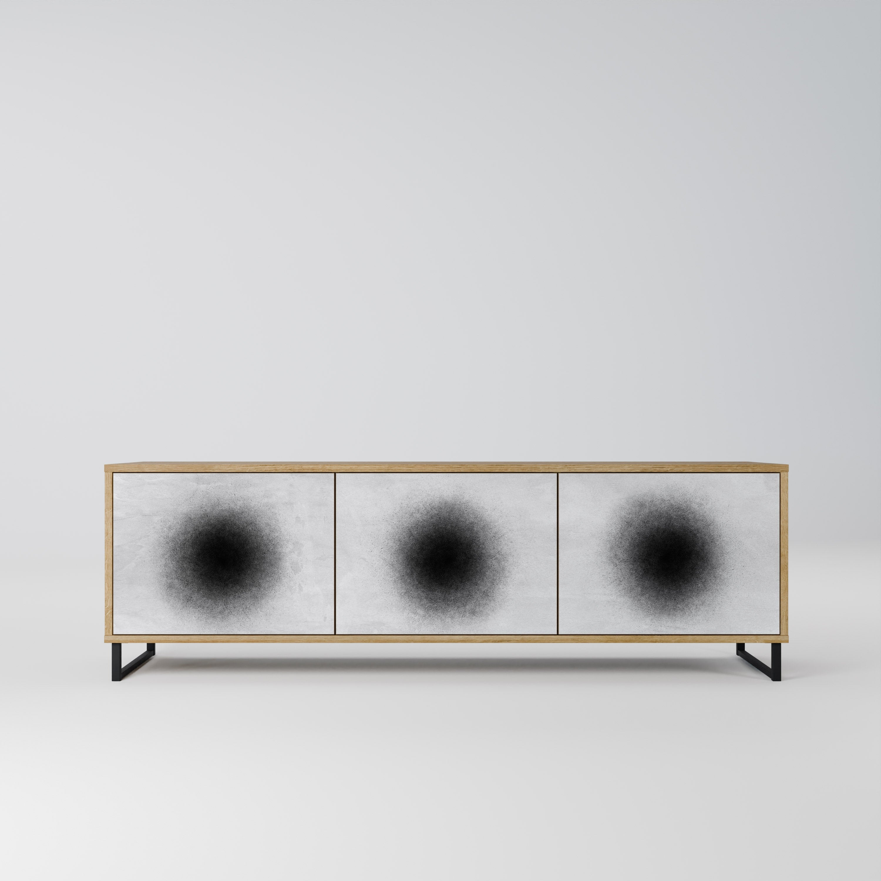 Meuble TV 3 portes BLACK HOLE effet chêne