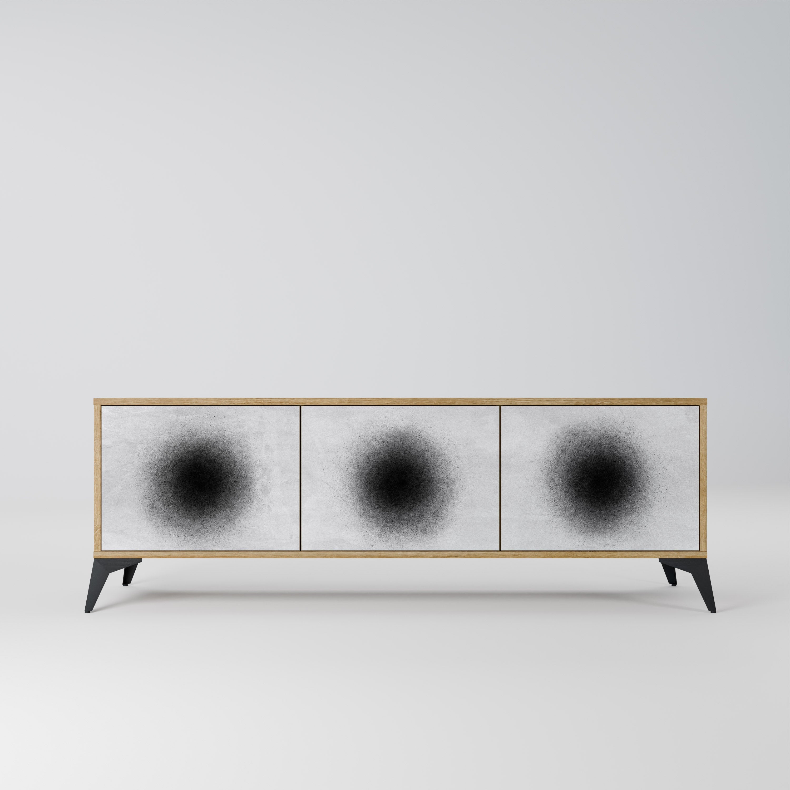 Meuble TV 3 portes BLACK HOLE effet chêne