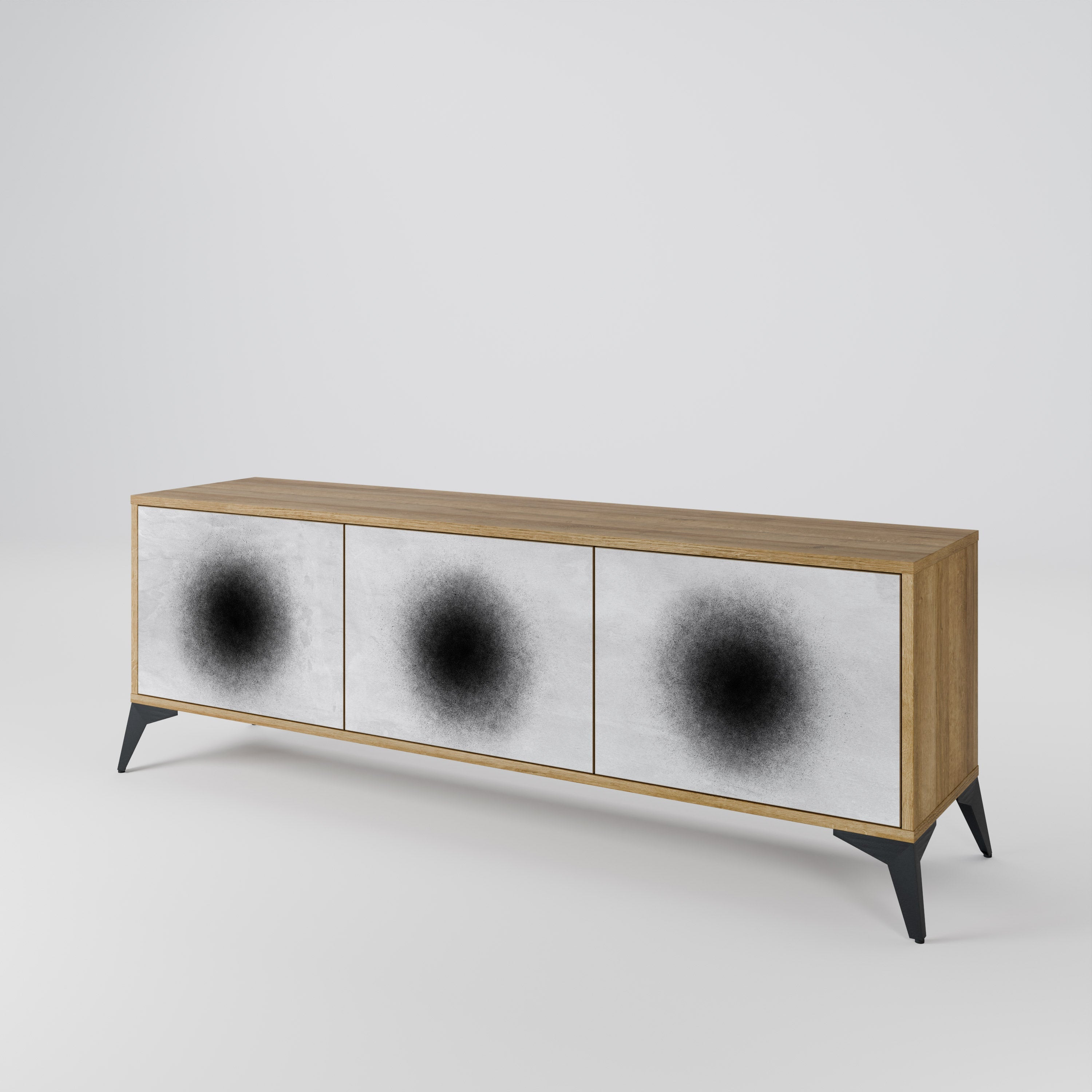 Meuble TV 3 portes BLACK HOLE effet chêne