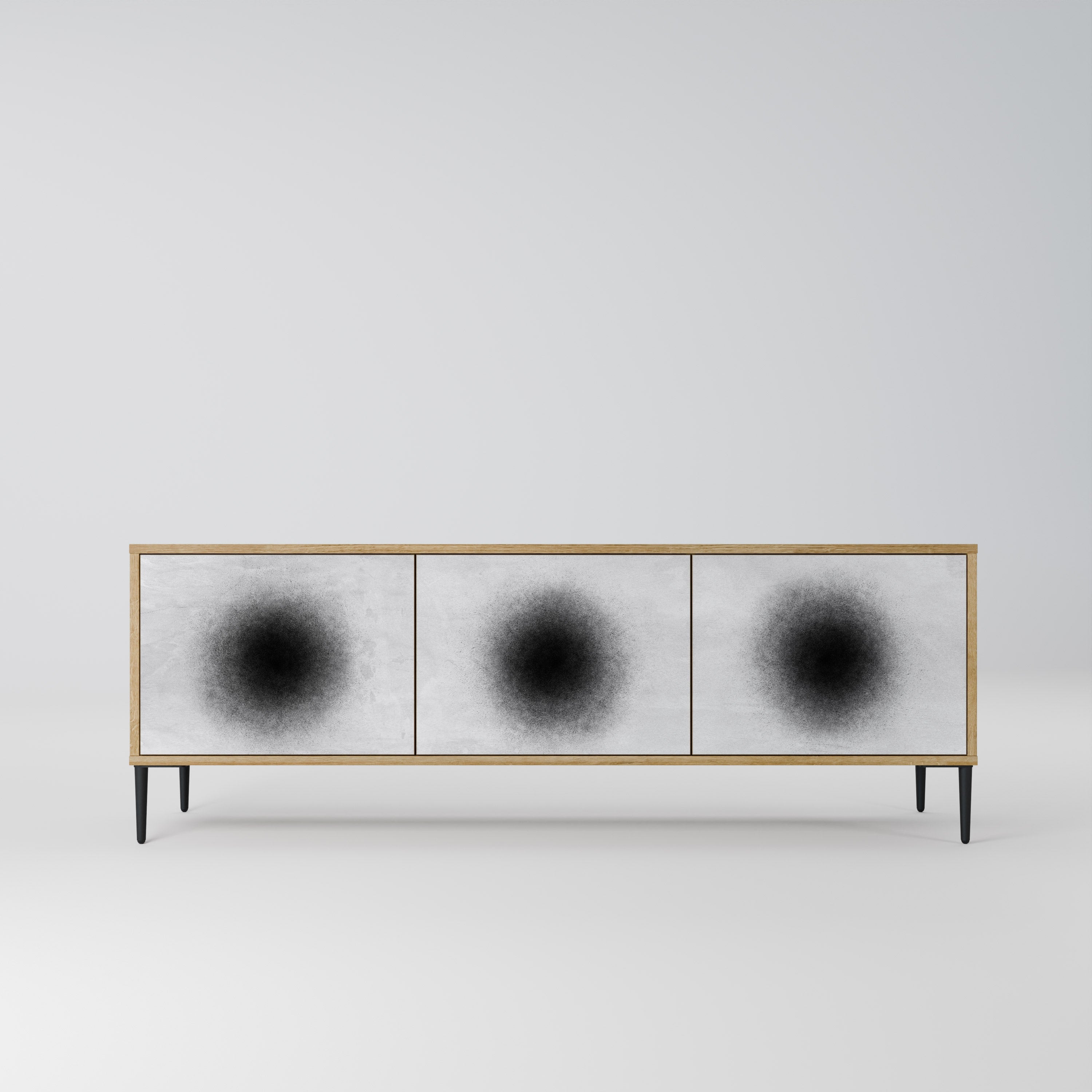 Meuble TV 3 portes BLACK HOLE effet chêne