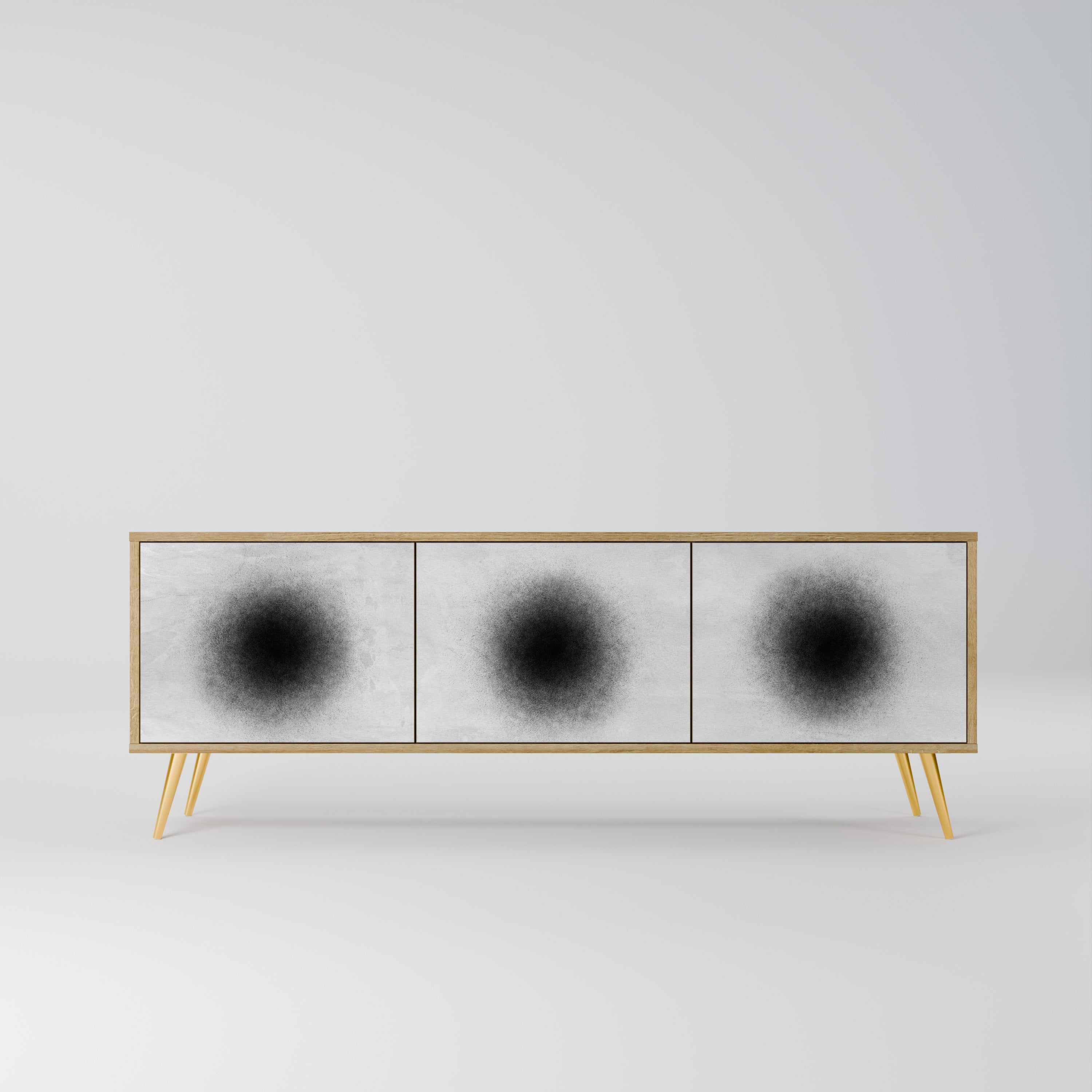 Meuble TV 3 portes BLACK HOLE effet chêne