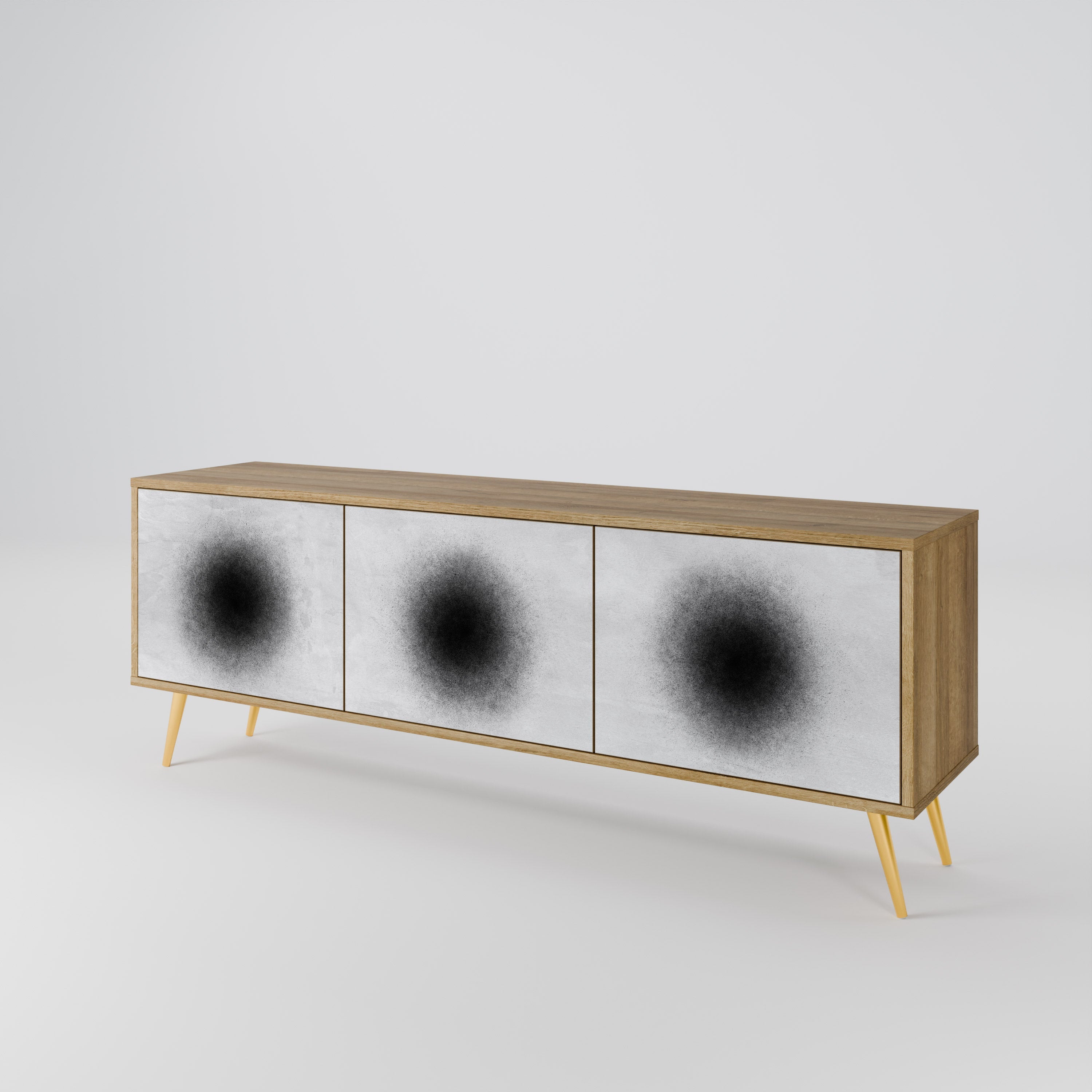 Meuble TV 3 portes BLACK HOLE effet chêne