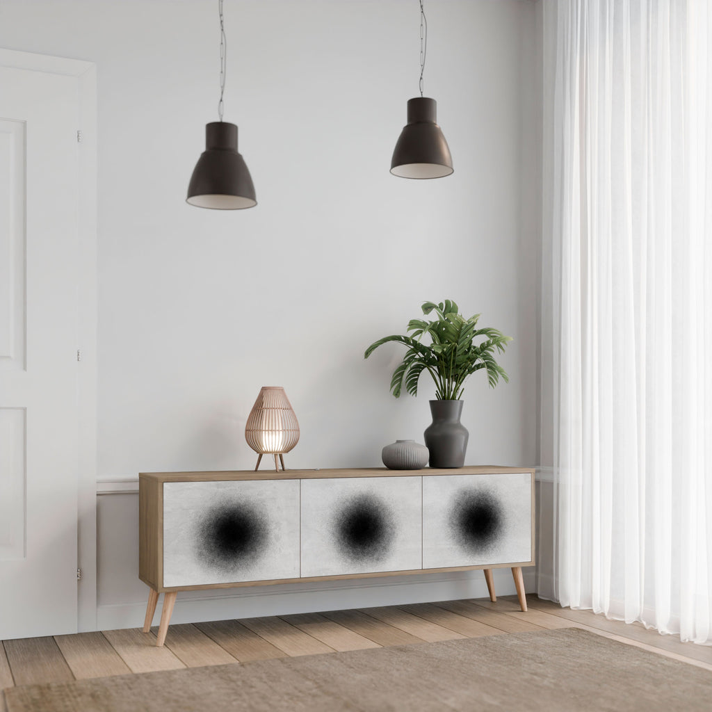 Meuble TV 3 portes BLACK HOLE effet chêne