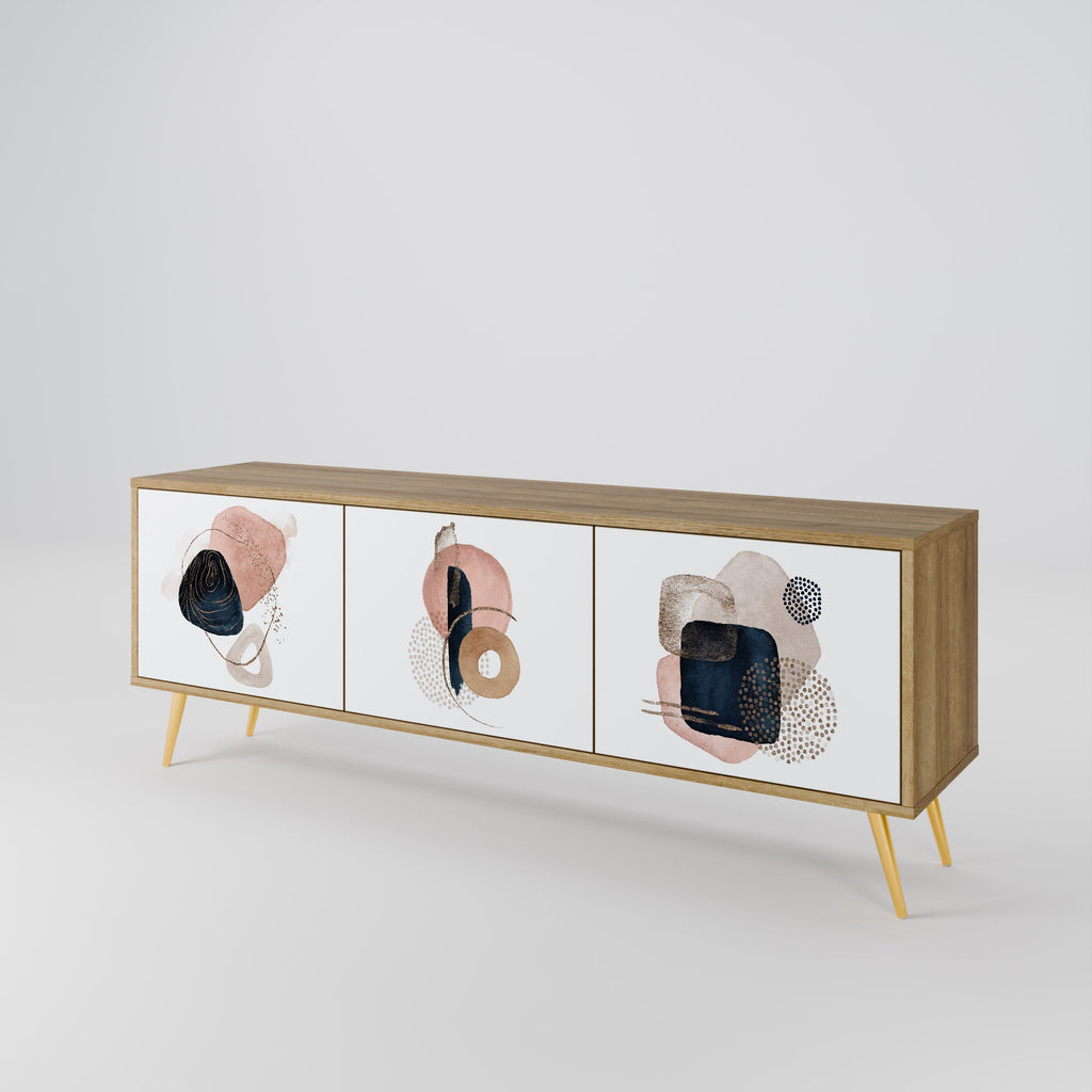 Meuble TV 3 portes COLORFUL SHAPES effet chêne
