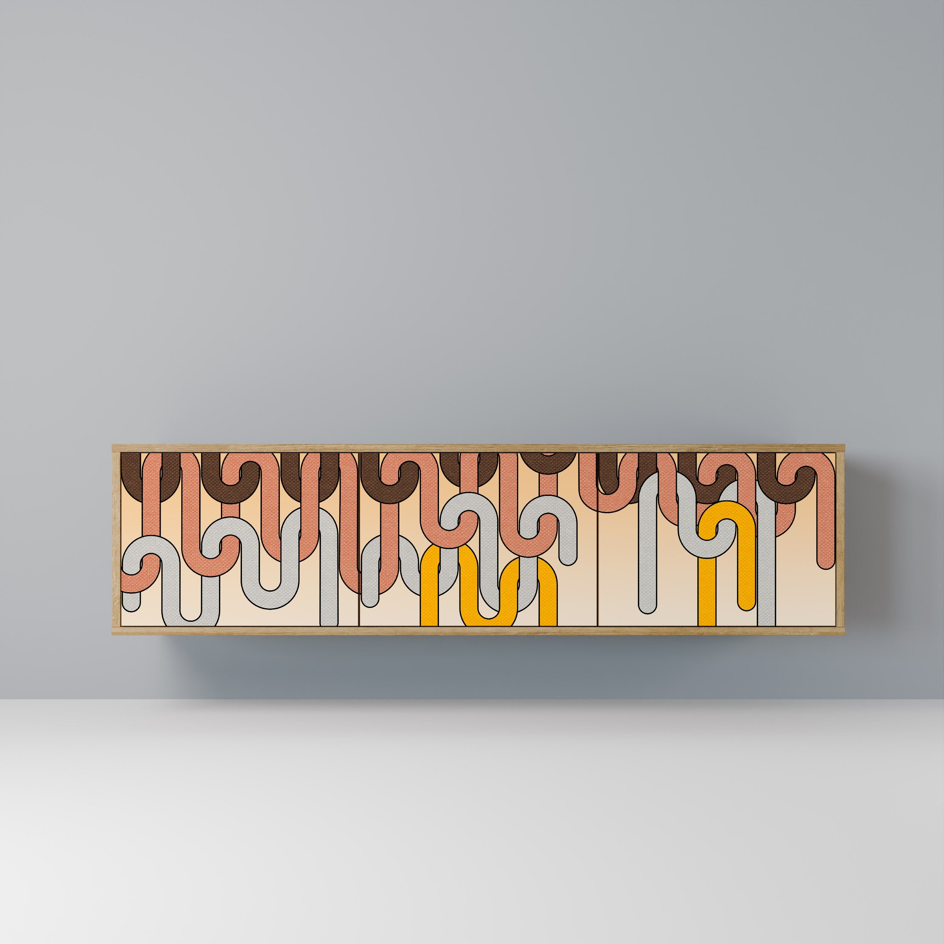 Meuble TV 3 portes COLORFUL STRINGS effet chêne