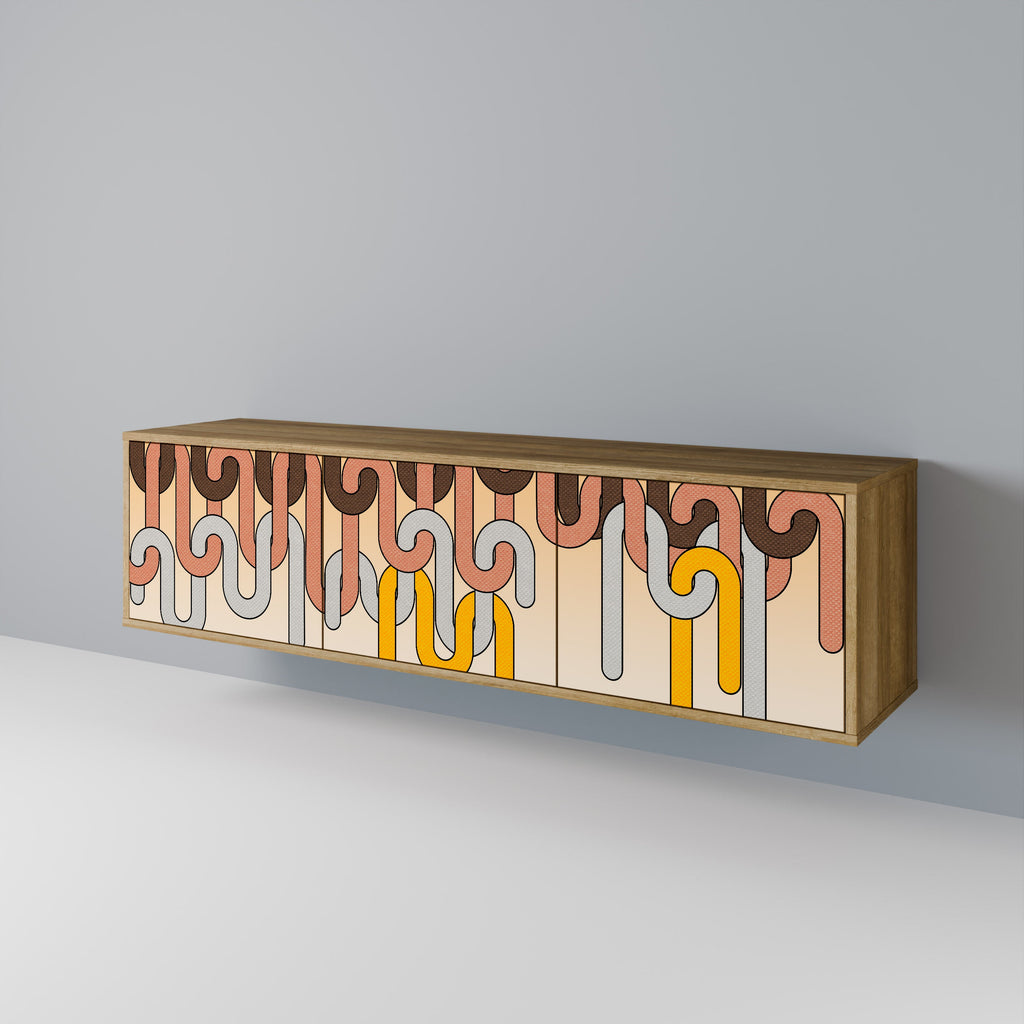 Meuble TV 3 portes COLORFUL STRINGS effet chêne