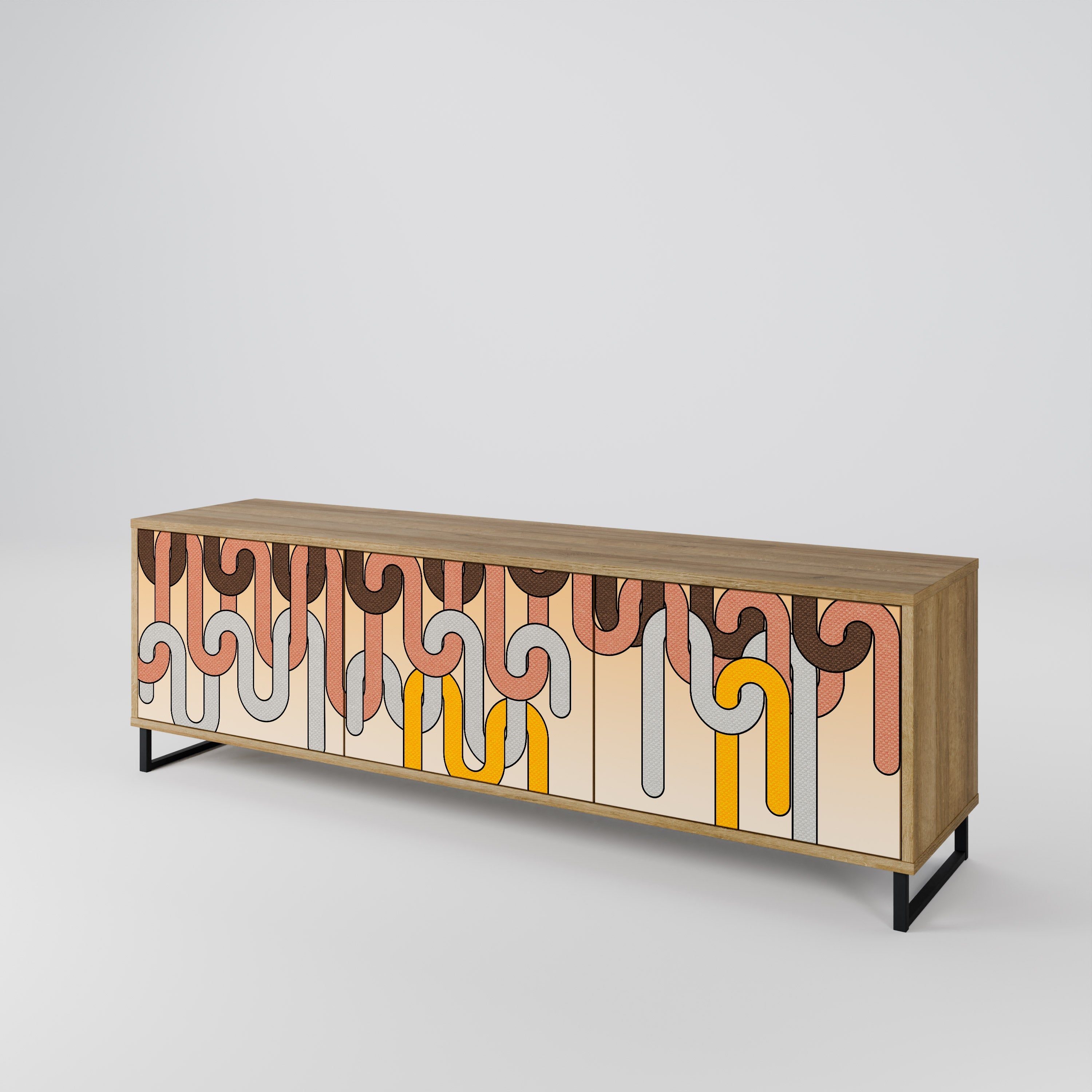 Meuble TV 3 portes COLORFUL STRINGS effet chêne