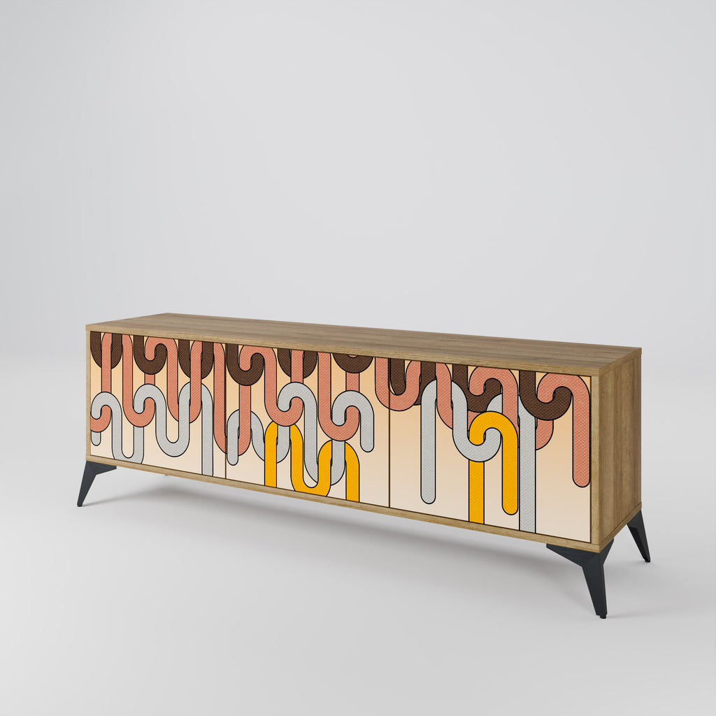 Meuble TV 3 portes COLORFUL STRINGS effet chêne