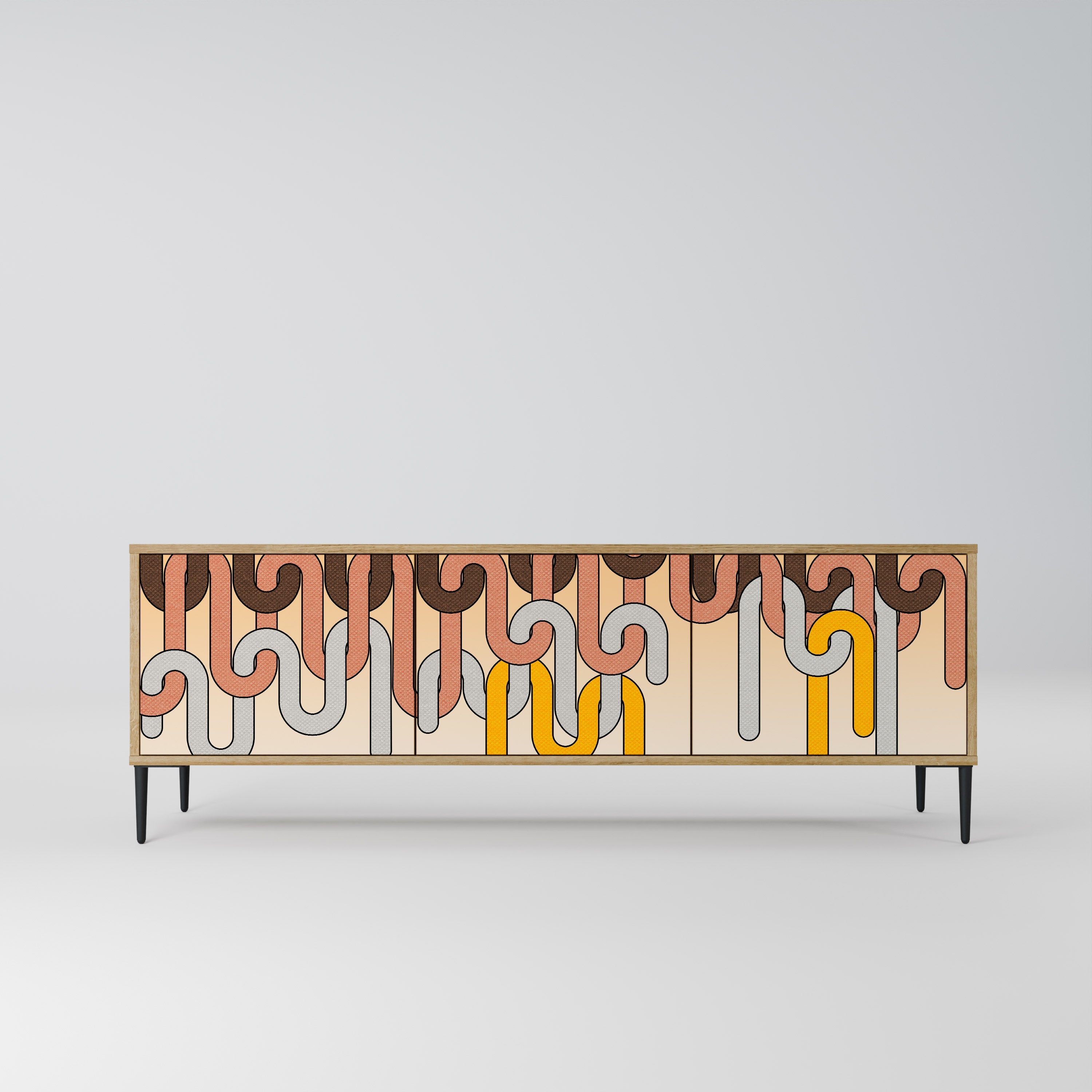 Meuble TV 3 portes COLORFUL STRINGS effet chêne