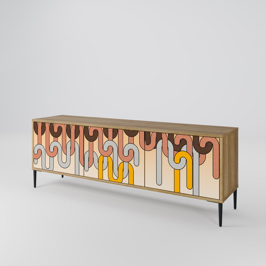 Meuble TV 3 portes COLORFUL STRINGS effet chêne