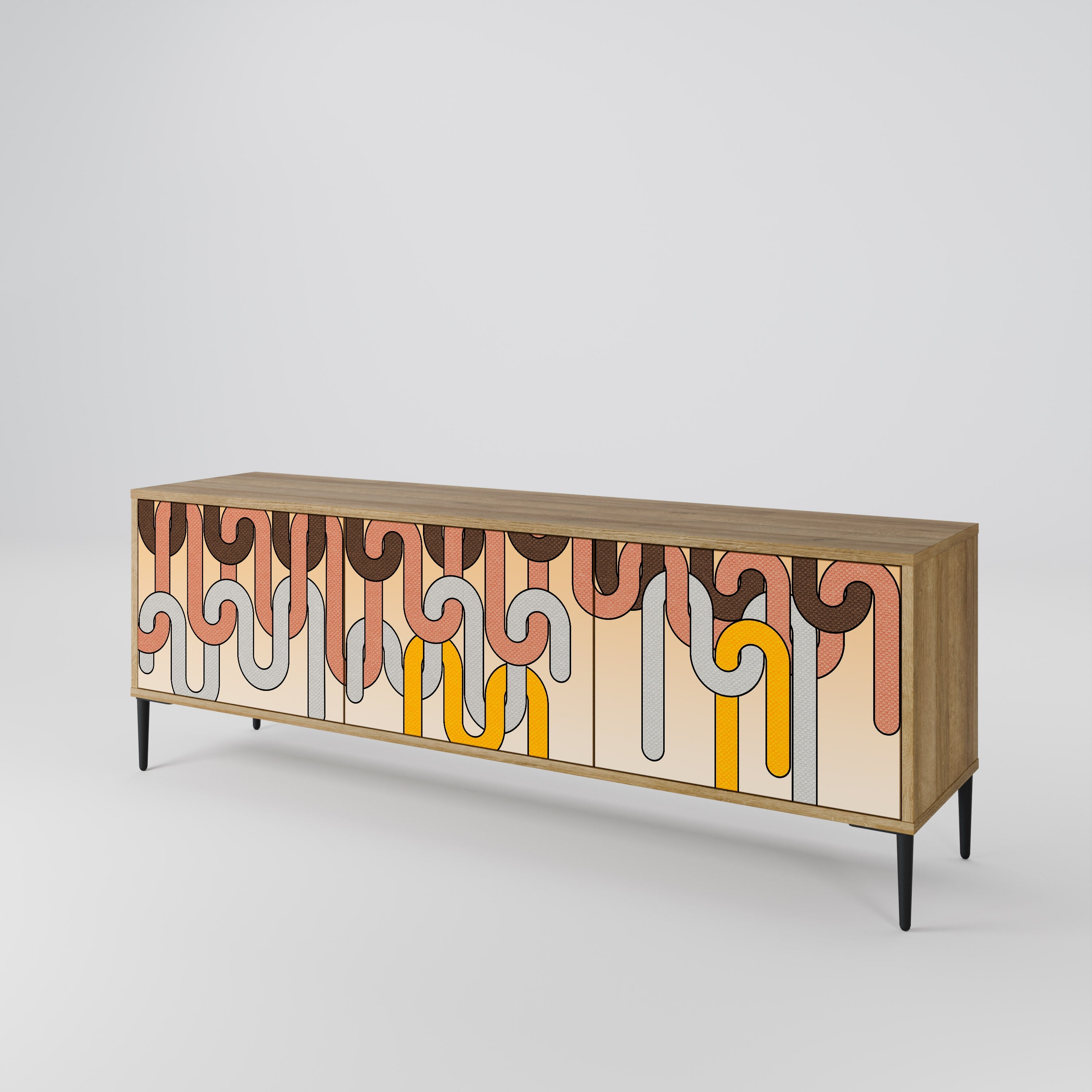 Meuble TV 3 portes COLORFUL STRINGS effet chêne