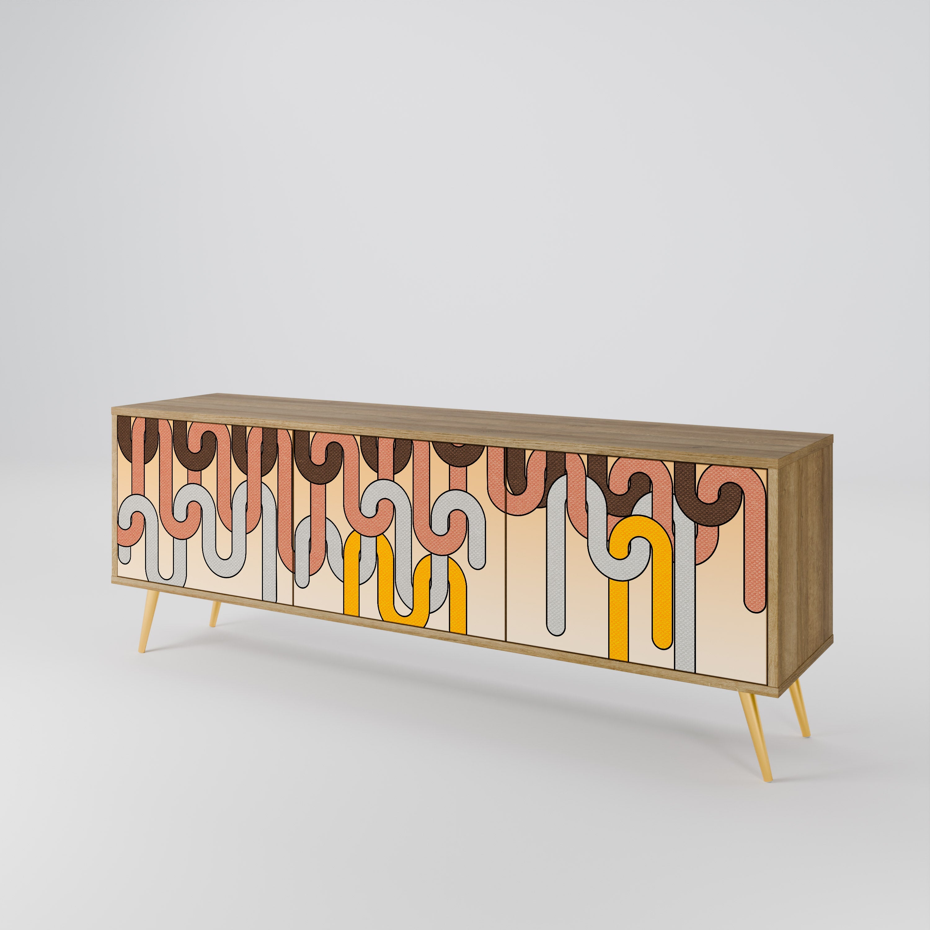 Meuble TV 3 portes COLORFUL STRINGS effet chêne