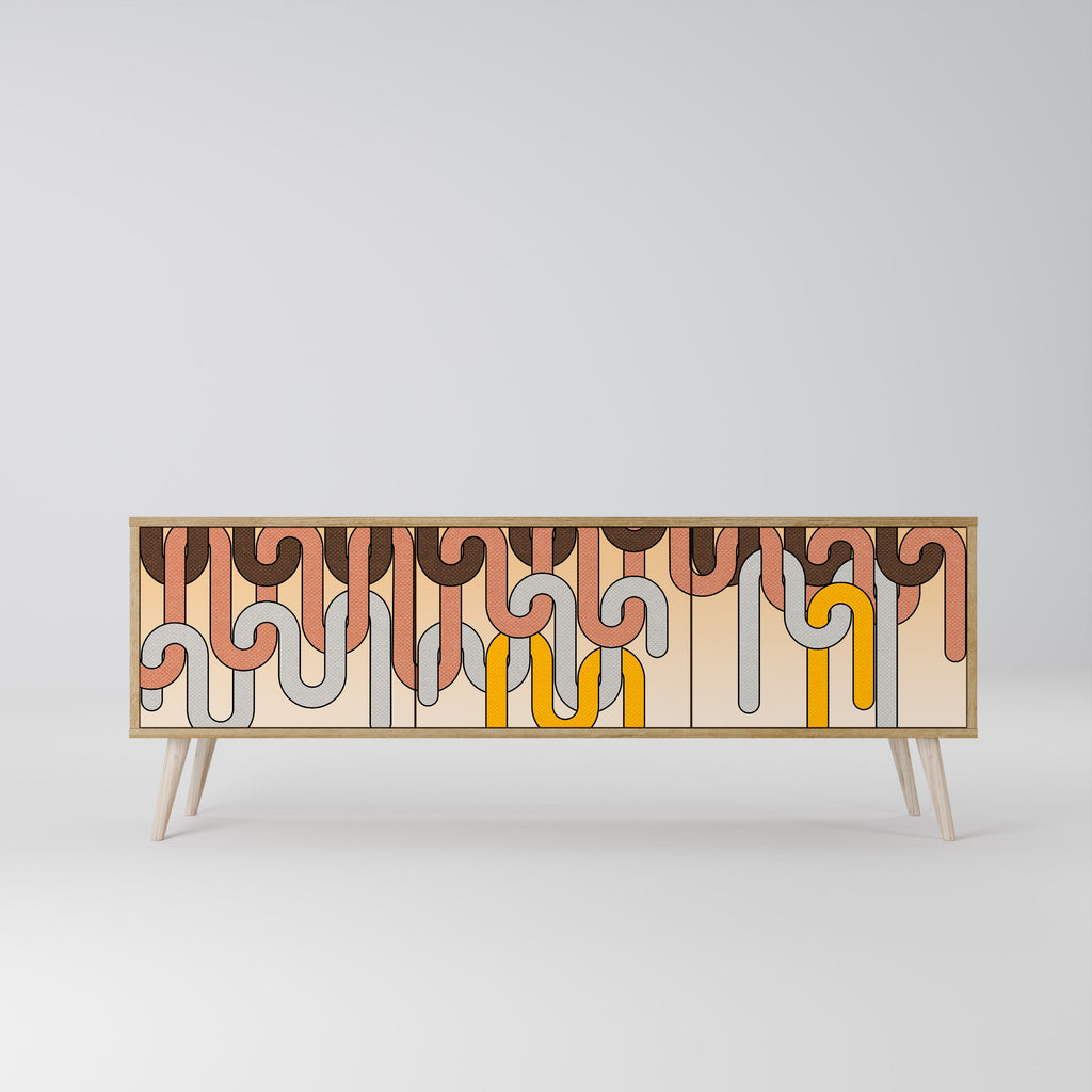 Meuble TV 3 portes COLORFUL STRINGS effet chêne